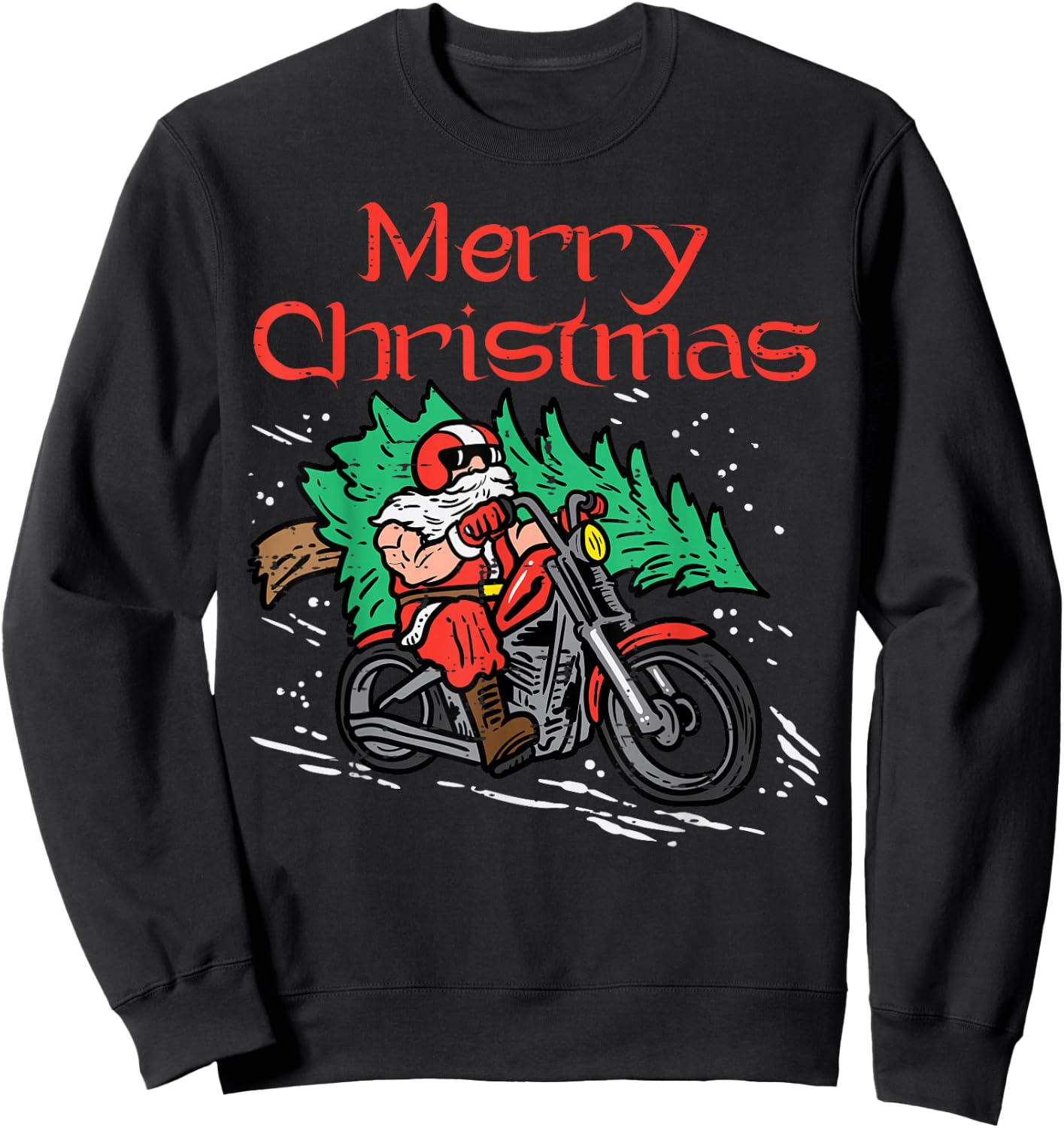 Merry Christmas Biker Santa Xmas Motorcycle Big Bike Dad Men Sweatshirt - Sweatshirt | Black