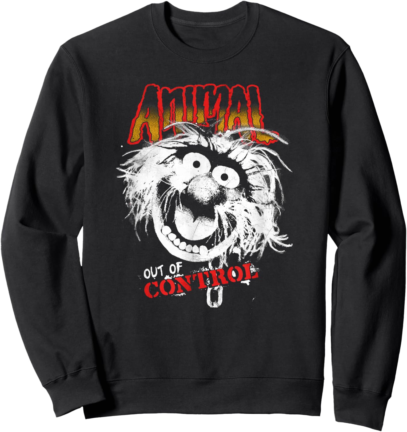 Disney The Muppets Animal Out Of Control Rock Style Sweatshirt - Sweatshirt | Black