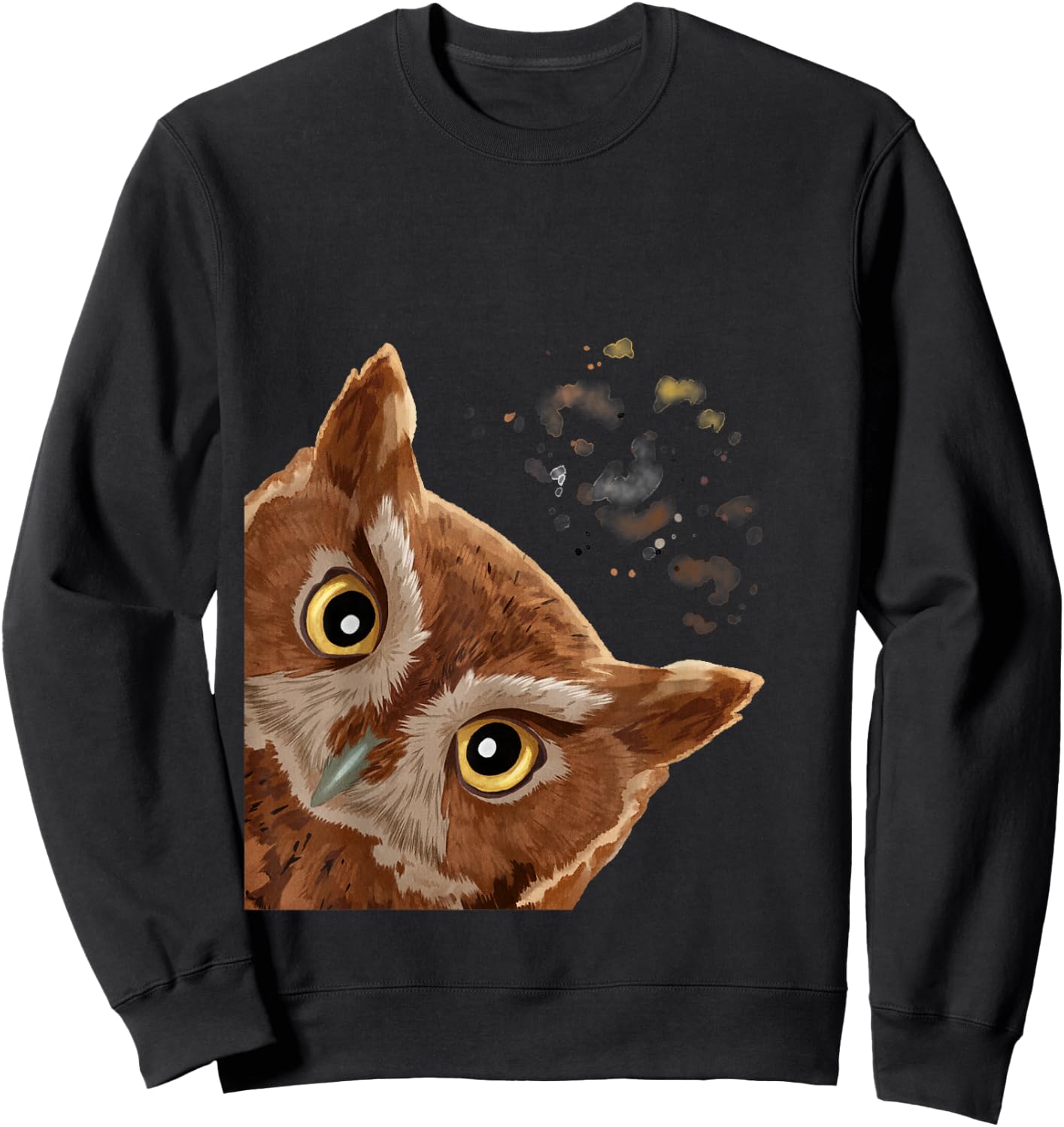 Funny Curious Screech Owl Sweatshirt - Sweatshirt | Black