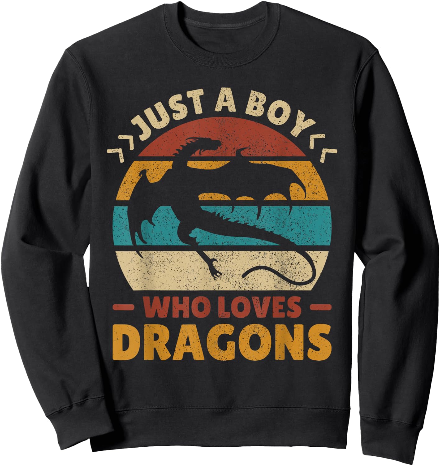 Just A Boy Who Loves Dragons Men Boys Kids Cute Retro Dragon Sweatshirt - Sweatshirt | Black