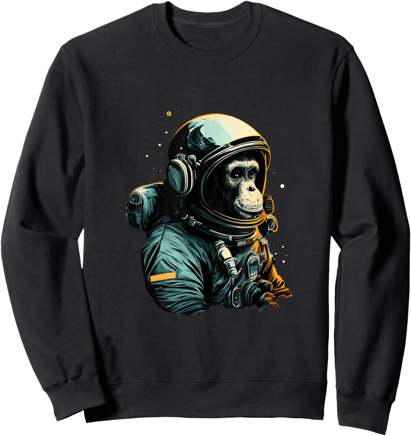 Chimpanzee Astronaut Space Travel Monkey Vintage Design Sweatshirt - Sweatshirt | Black