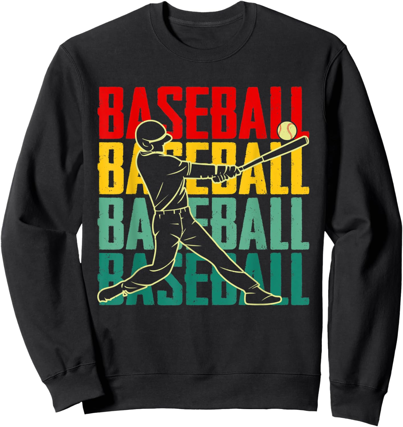 Vintage Baseball Player Retro Game Day Baseball Season Sweatshirt - Sweatshirt | Black
