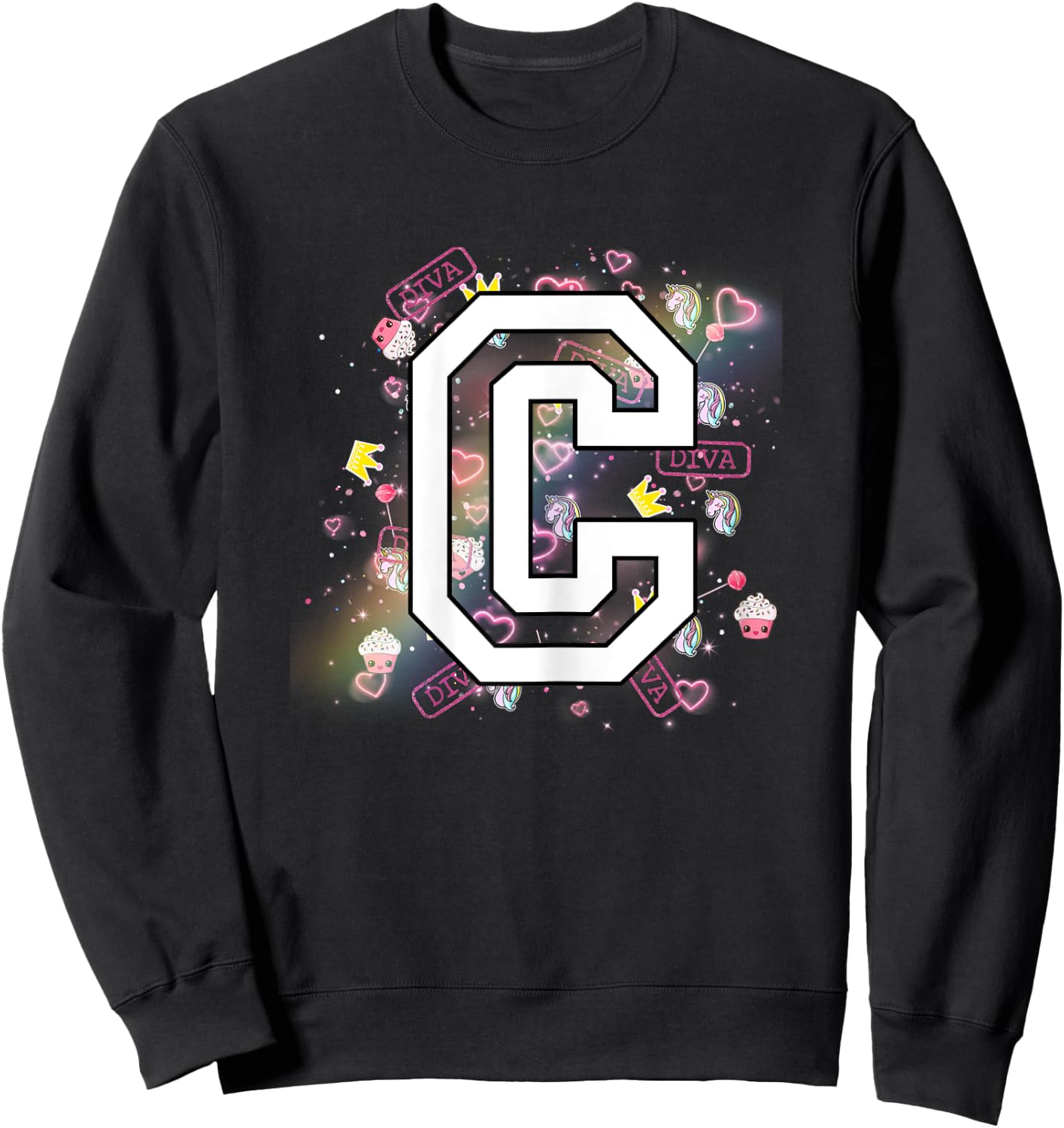 Kids Letter C Clothing For a Girl Who's Name Starts With C Sweatshirt - Sweatshirt | Black