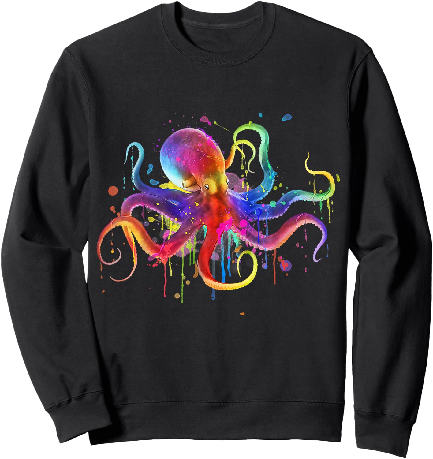 Dripping Rainbow Octopus psychedelic - Colorful Octopus Sweatshirt - Sweatshirt | Black