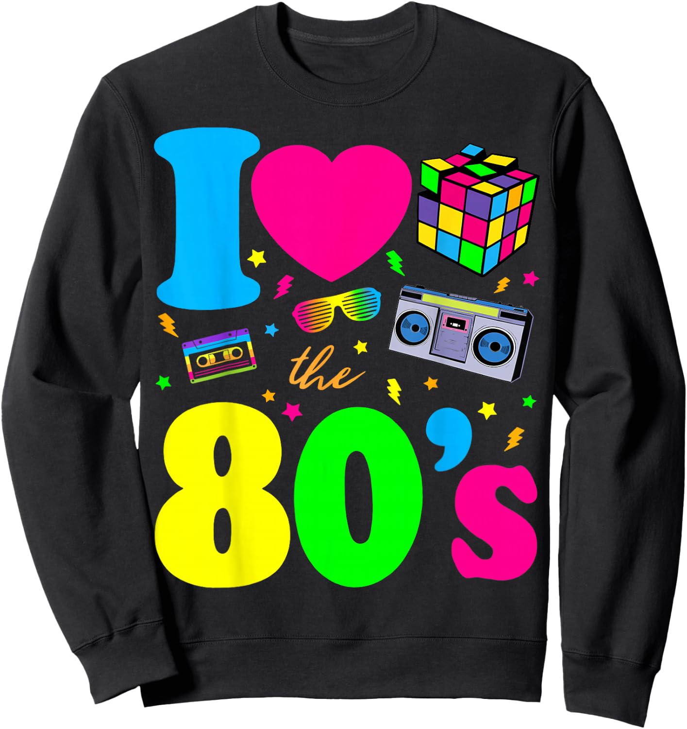 I Love The 80s Classic Nostalgia Sweatshirt - Sweatshirt | Black