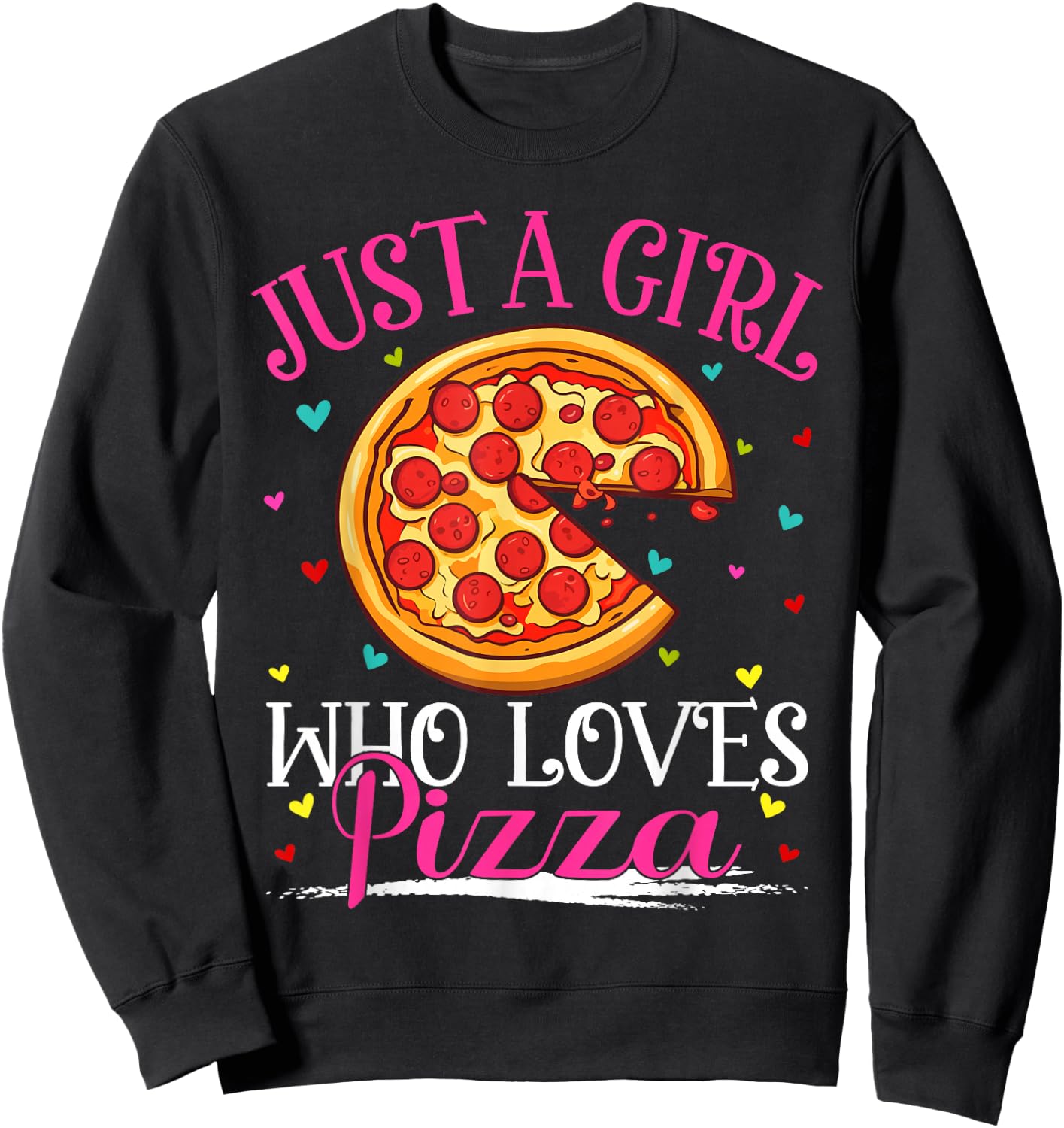 Just A Girl Who Loves Pizza Girls Sweatshirt - Sweatshirt | Black