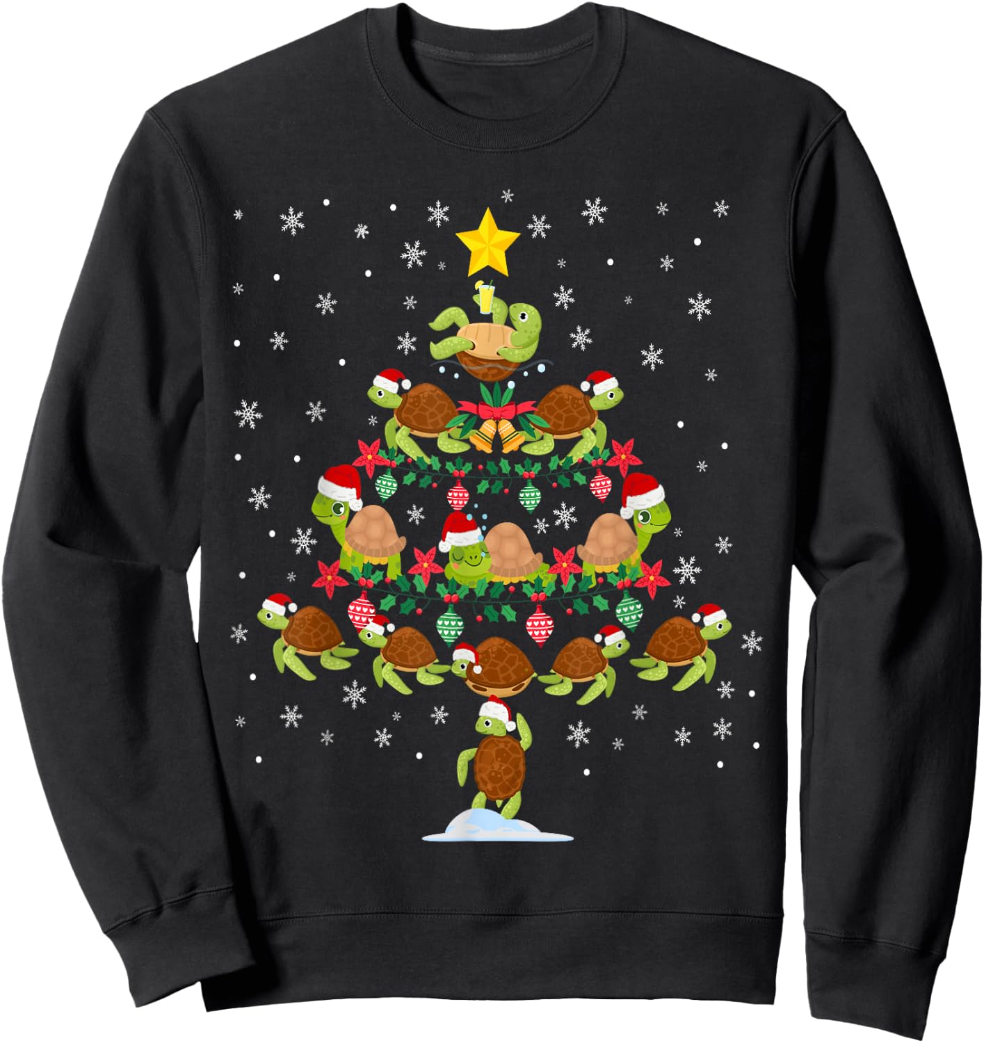 Sea Turtle Tortoise Christmas Tree Sweatshirt - Sweatshirt | Black