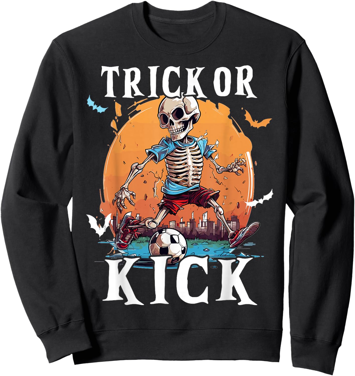 Soccer Skeleton Halloween Soccer Player Halloween Men Boys Sweatshirt - Sweatshirt | Black