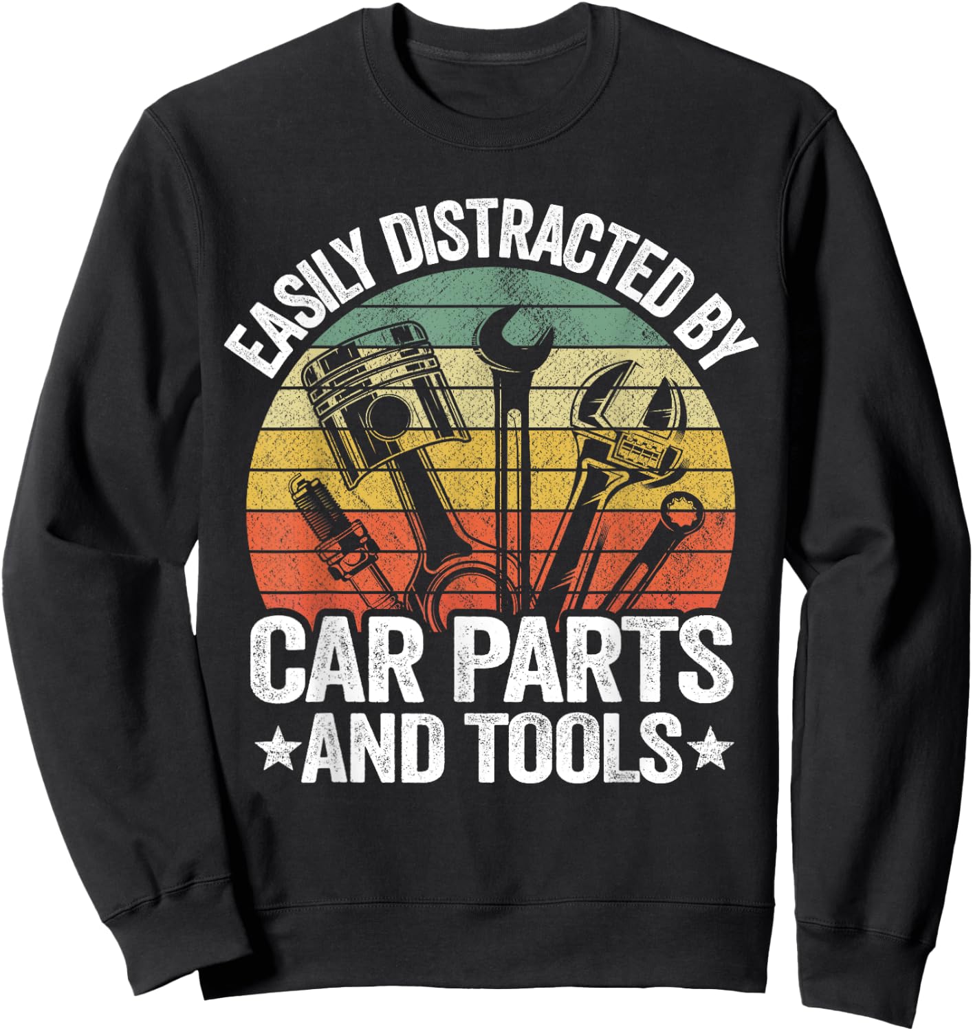 Easily Distracted By Car Parts And Tools Race Funny Mechanic Sweatshirt - Sweatshirt | Black