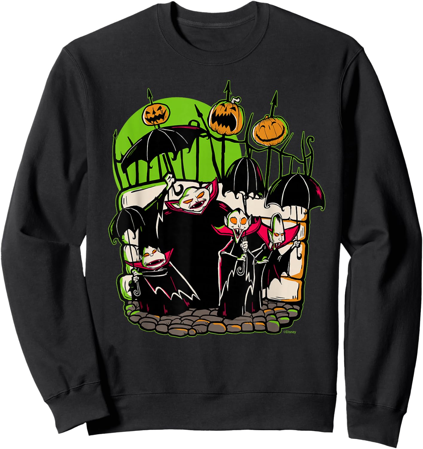 Disney 100 Nightmare Before Christmas Halloween Vampires Sweatshirt - Sweatshirt | Black