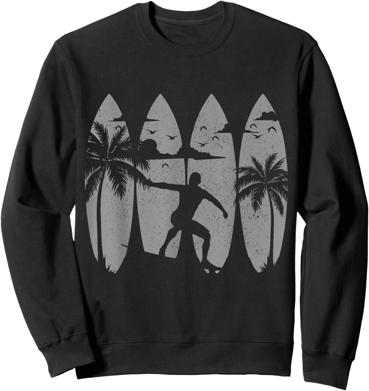 Surfer Surfboard Vintage Surfing Beach Summer Surf Men Women Girls Kids Sweatshirt - Sweatshirt | Black