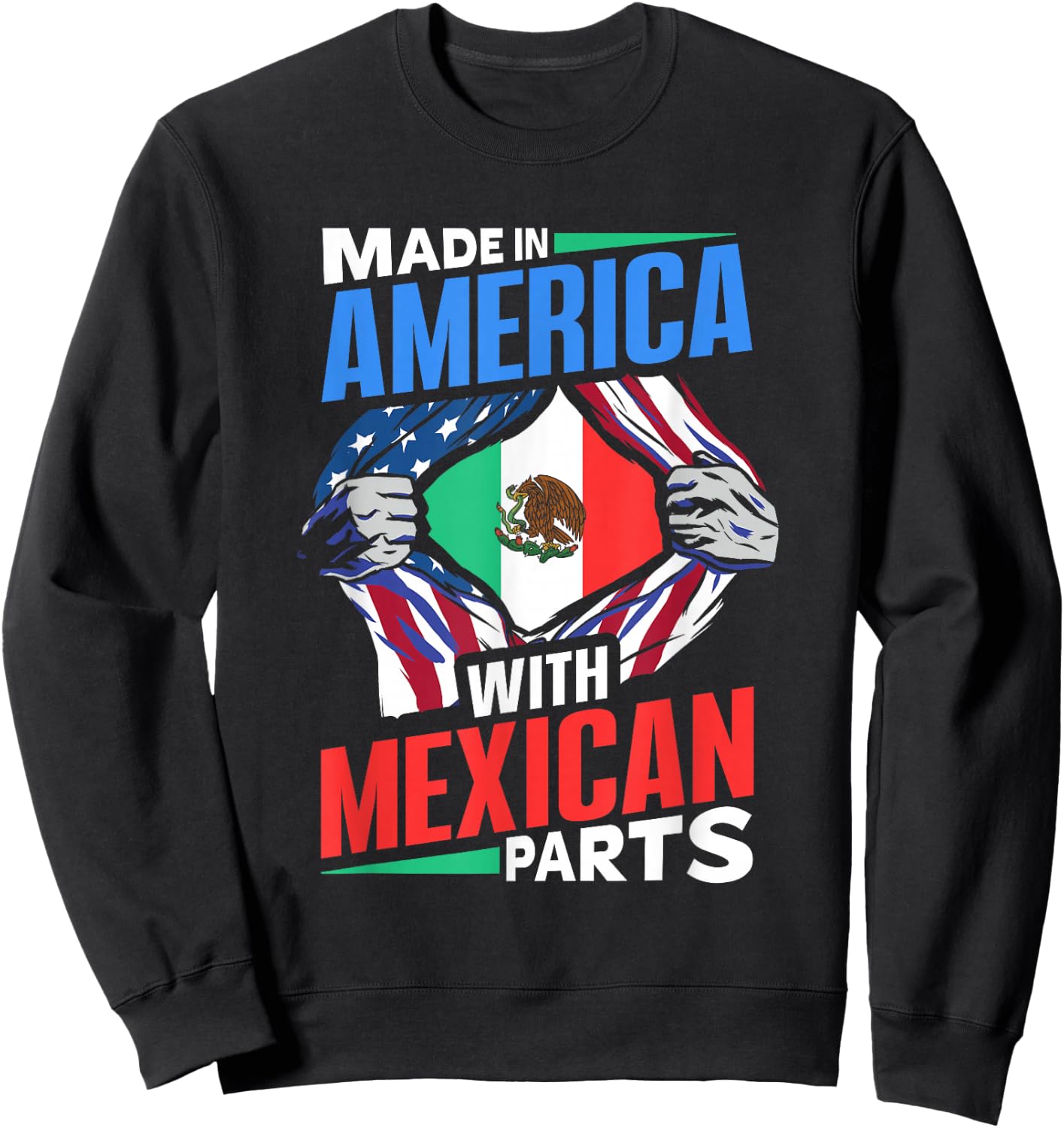 Made in America with Mexican Parts Country Mexico Sweatshirt - Sweatshirt | Black