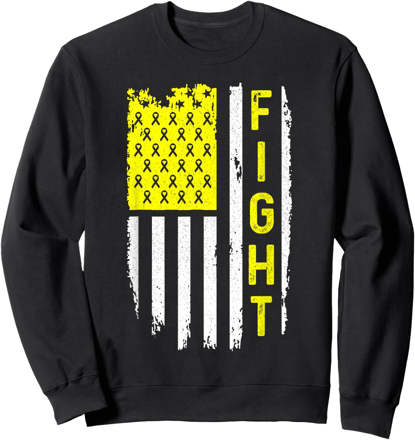 Sarcoma Cancer Awareness American Flag Bone Cancer Sweatshirt - Sweatshirt | Black