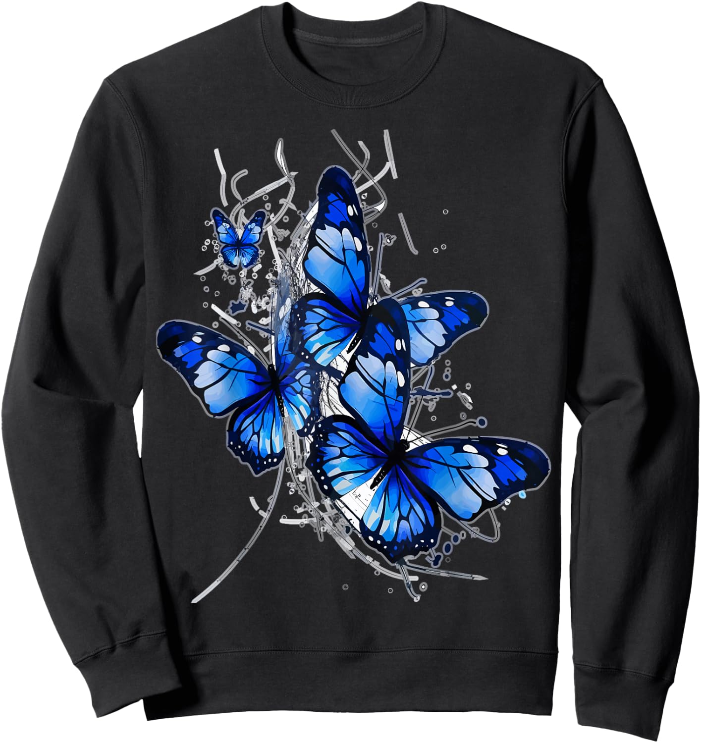Blue lighting Butterfly design butterflies and butterfly Sweatshirt - Sweatshirt | Black