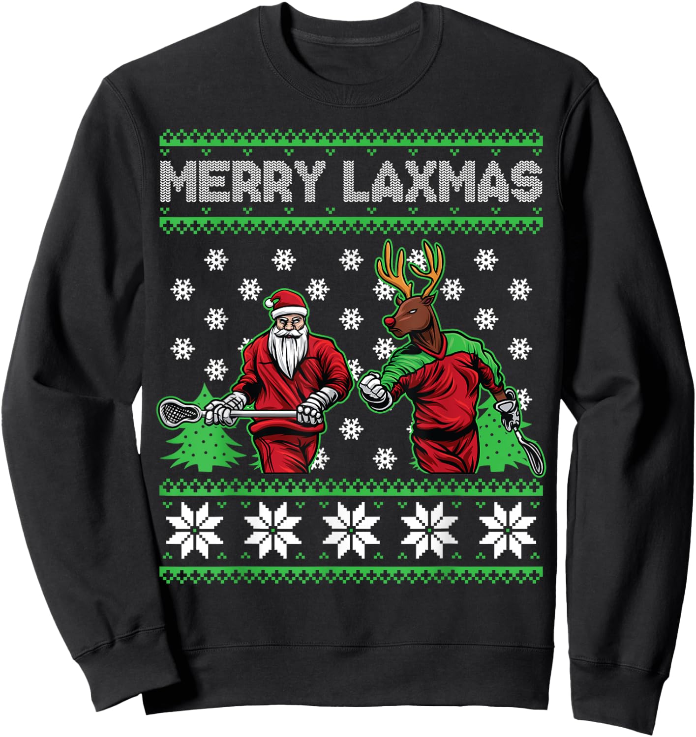 Merry Laxmas Funny Christmas Lacrosse Player Holiday Gifts Sweatshirt - Sweatshirt | Black