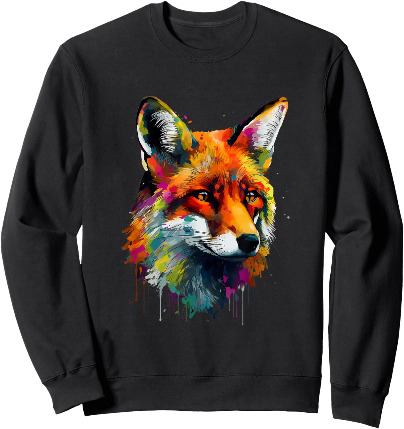 Fox Lovers Colorful Pop Art Fox Sweatshirt - Sweatshirt | Black