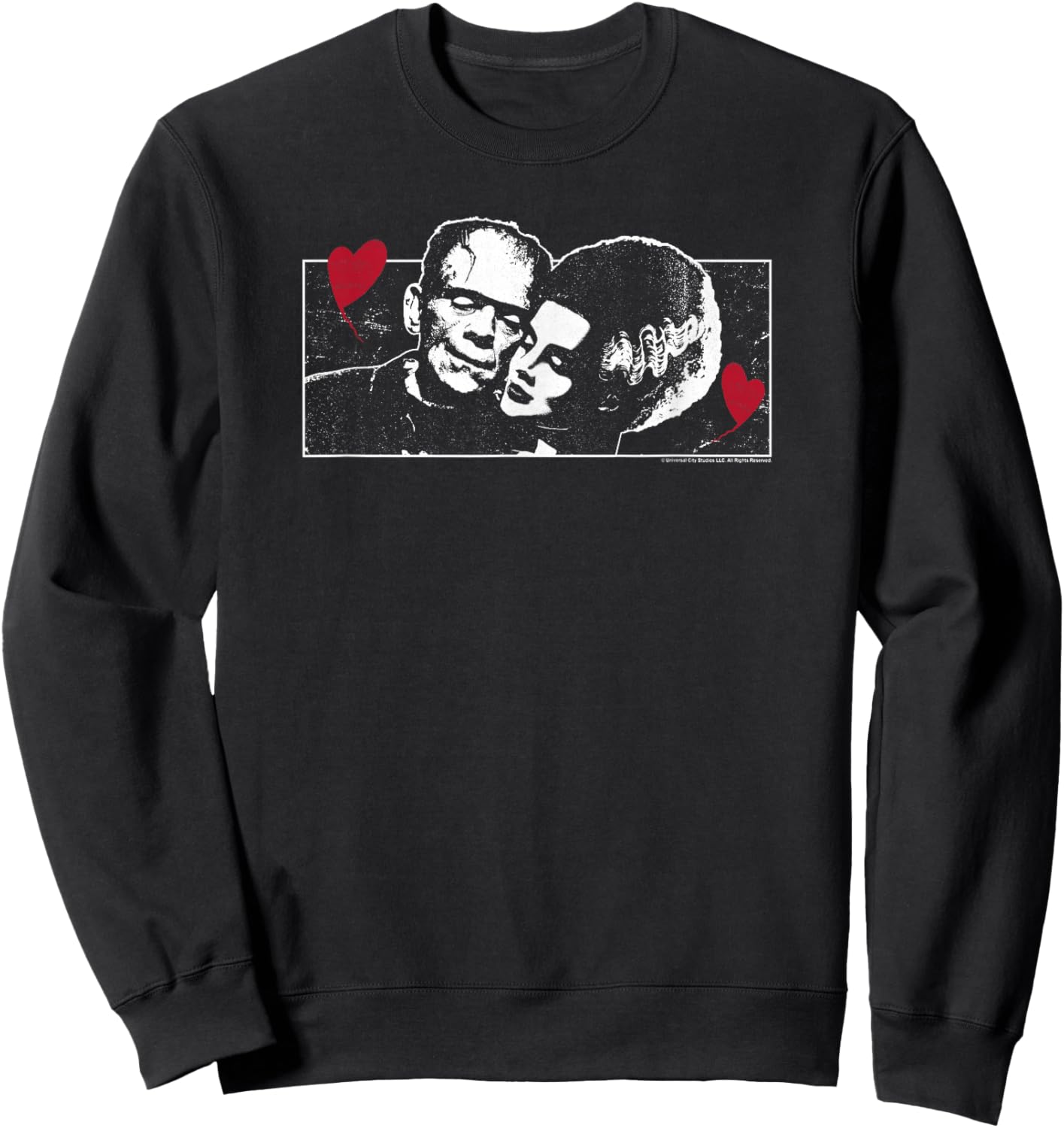 Universal Monsters Valentine's Day Frankenstein and Bride Sweatshirt - Sweatshirt | Black