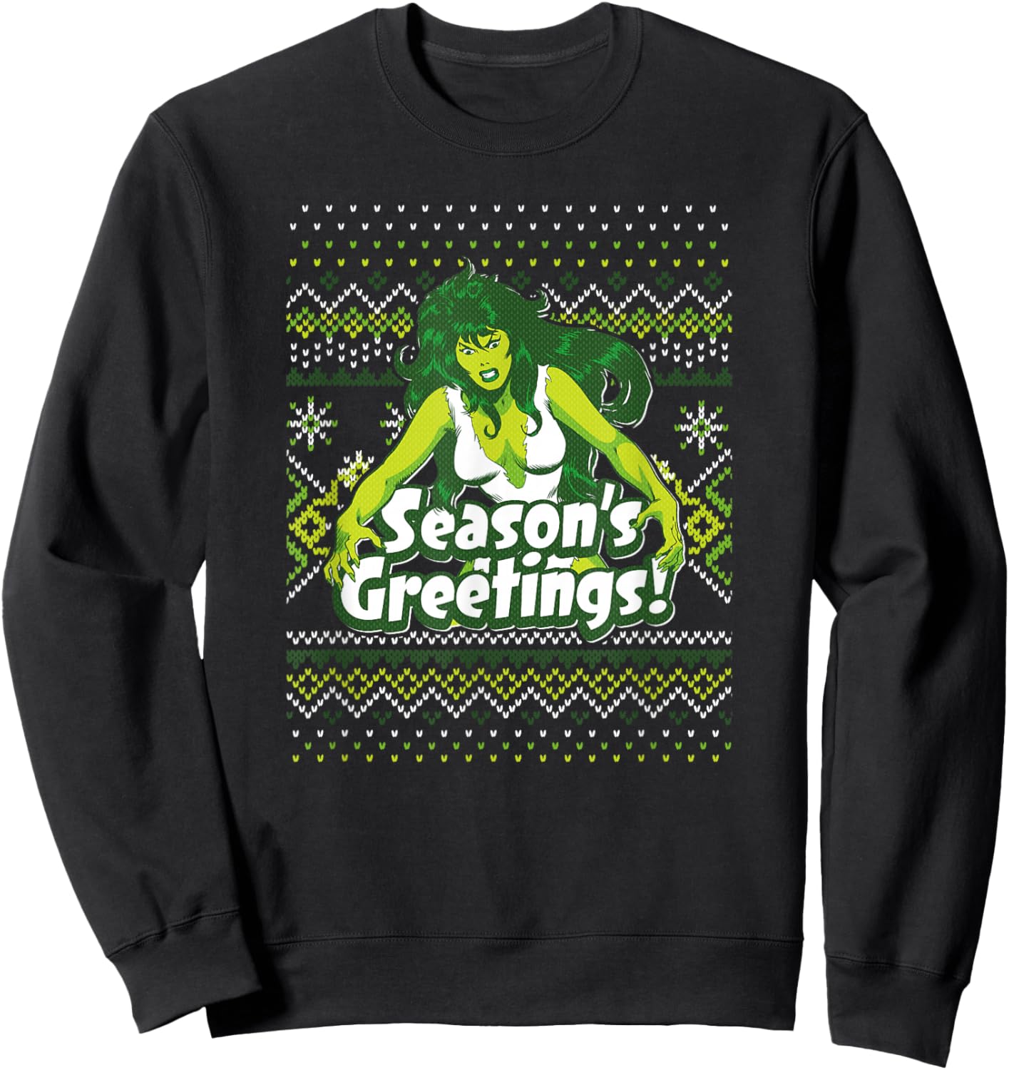 Marvel She-Hulk Season's Greetings! Ugly Sweater Sweatshirt - Sweatshirt | Black