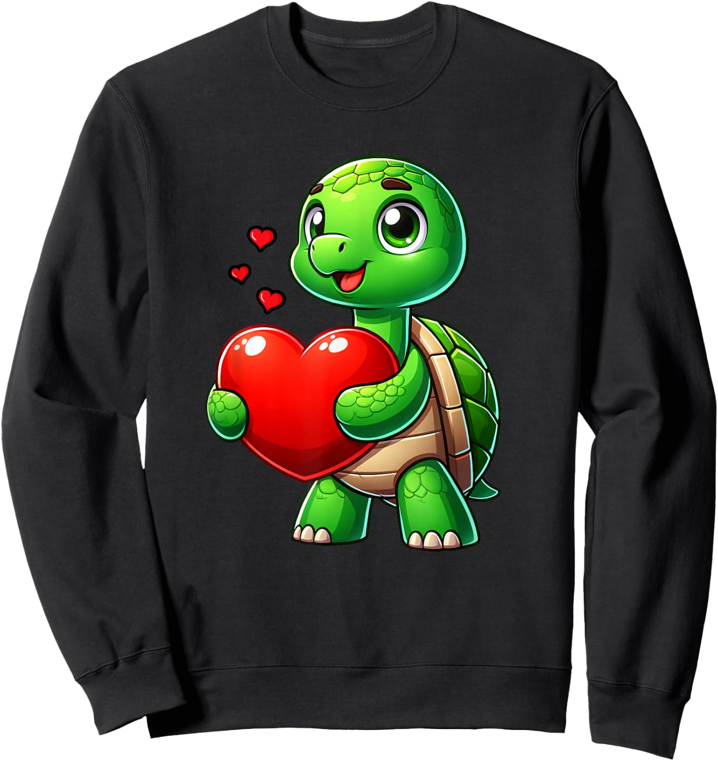 Turtle Heart Lover Funny Valentines Boys Girls Kids Men Sweatshirt - Sweatshirt | Black
