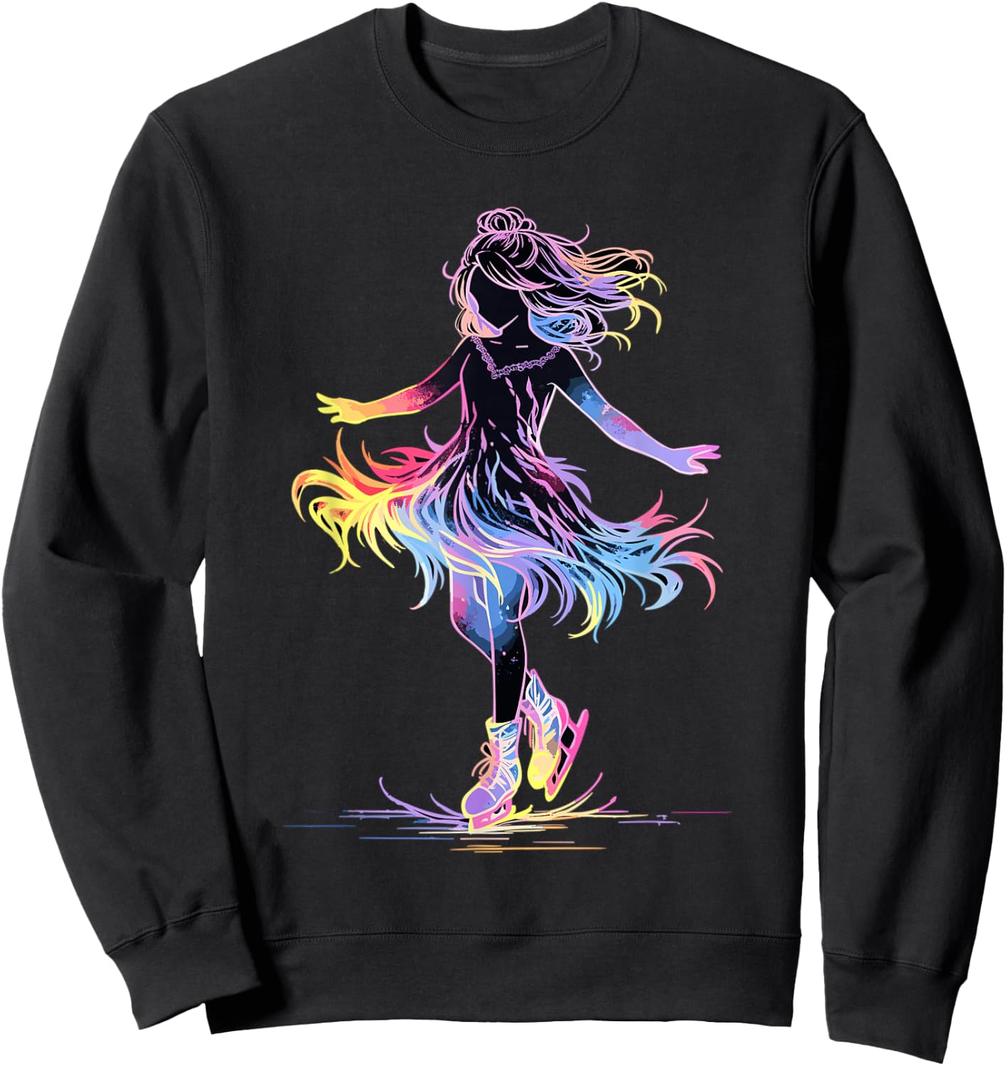 Cute Ice Skating Skater Figure Skating For Girls Sweatshirt - Sweatshirt | Black
