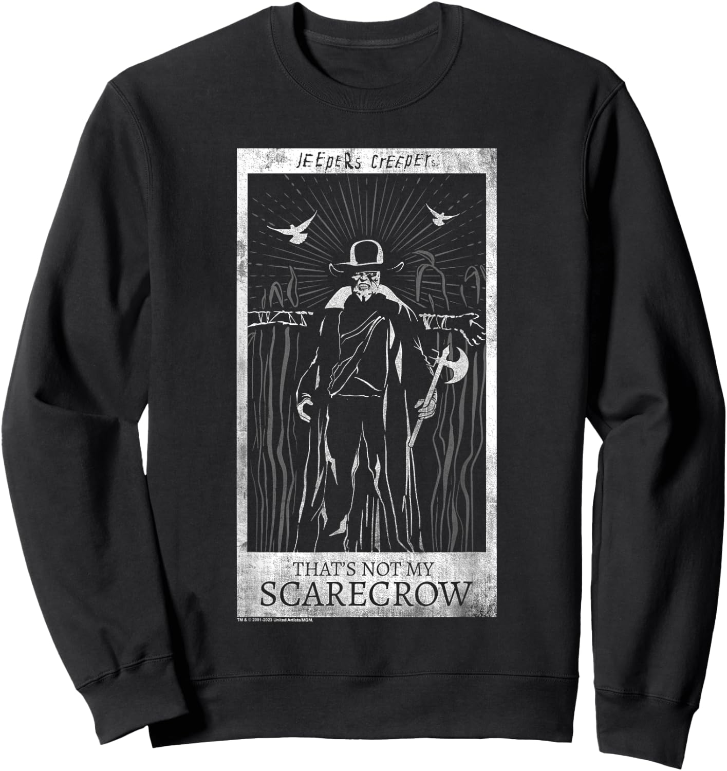 Jeepers Creepers Halloween Not My Scarecrow Retro Tarot Card Sweatshirt - Sweatshirt | Black