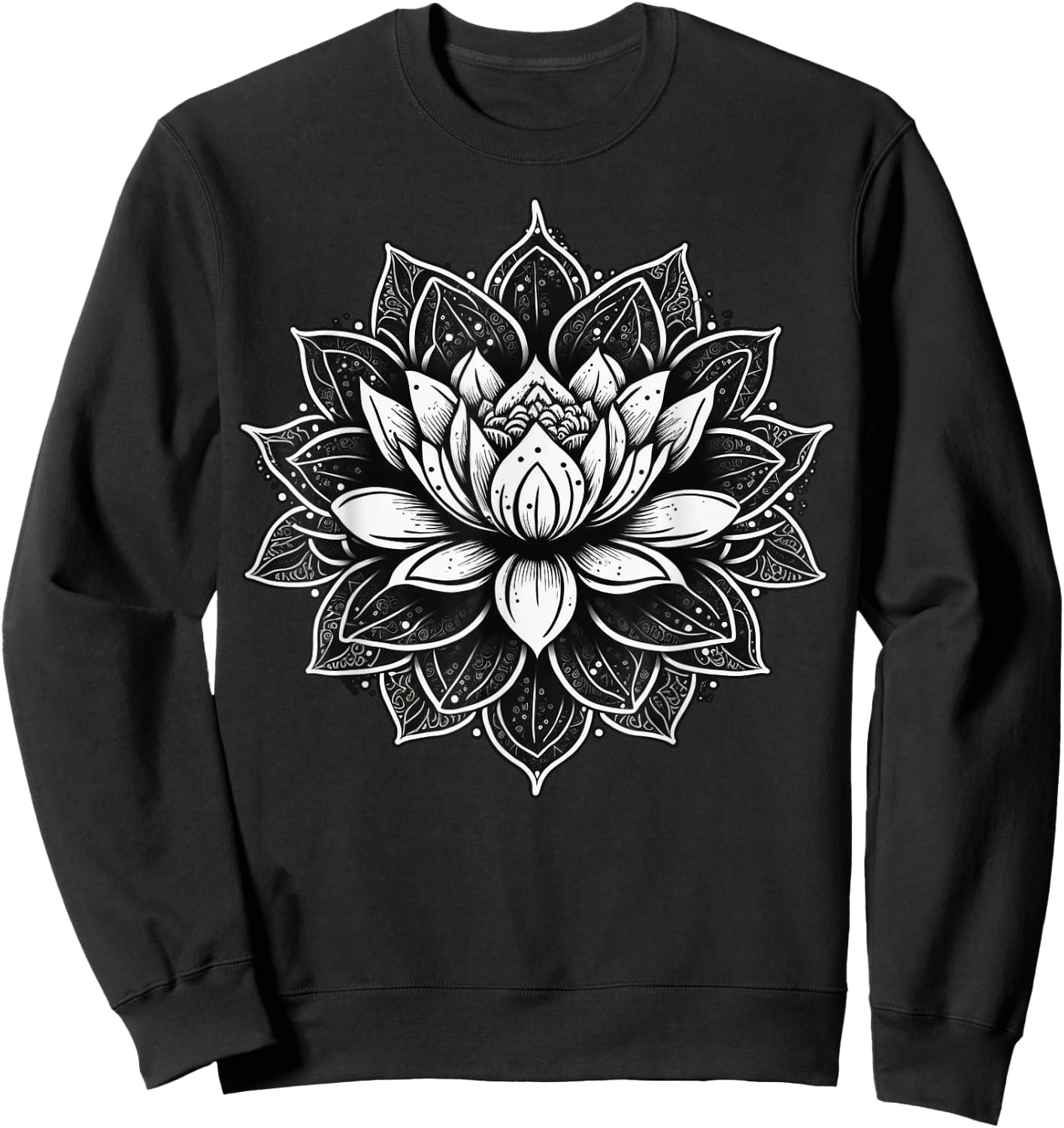 Yoga Meditation Lotus Flower on Mandala Lotus Flower Sweatshirt - Sweatshirt | Black