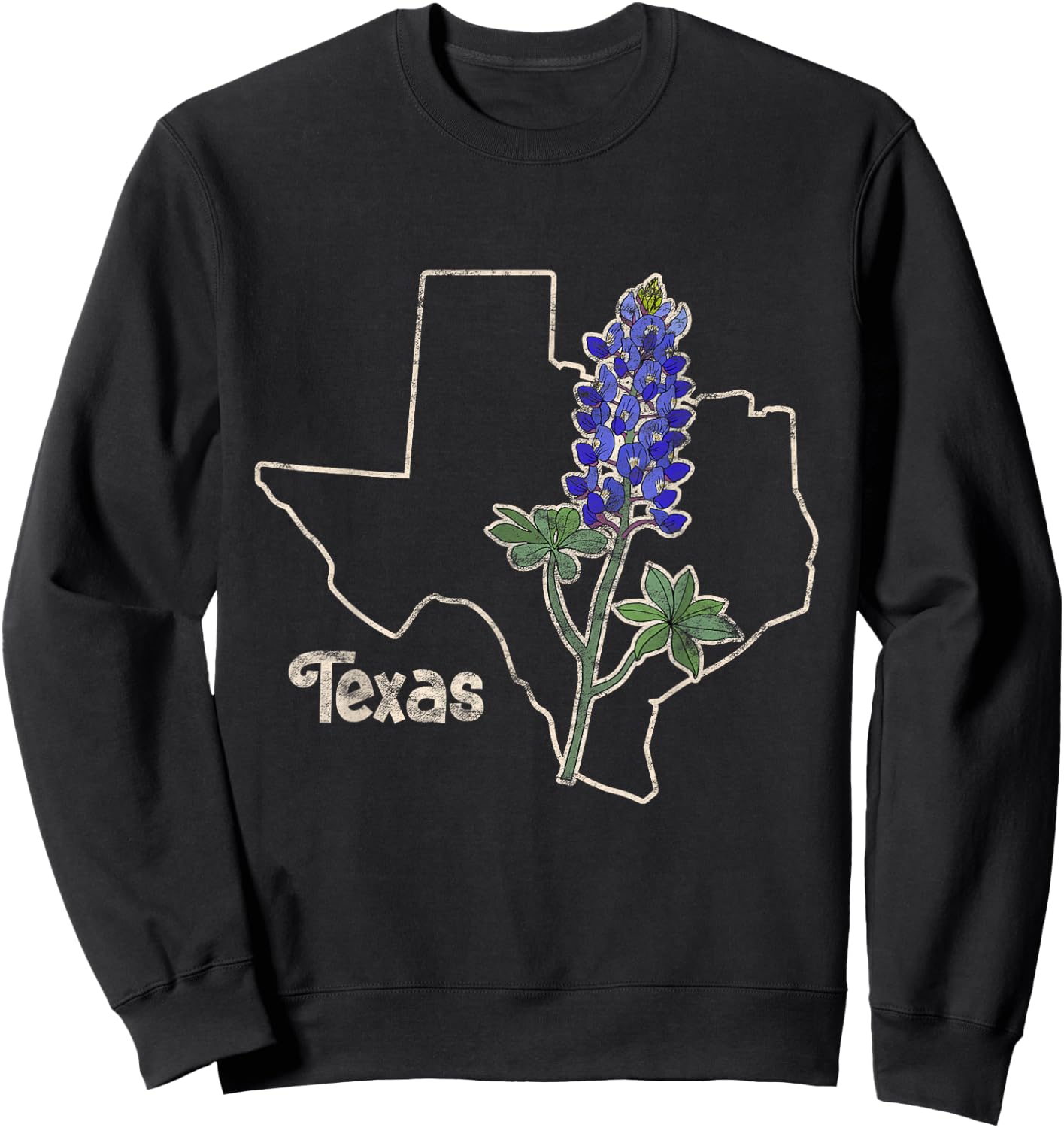 Texas Bluebonnet Flower Wildflower State Sweatshirt - Sweatshirt | Black