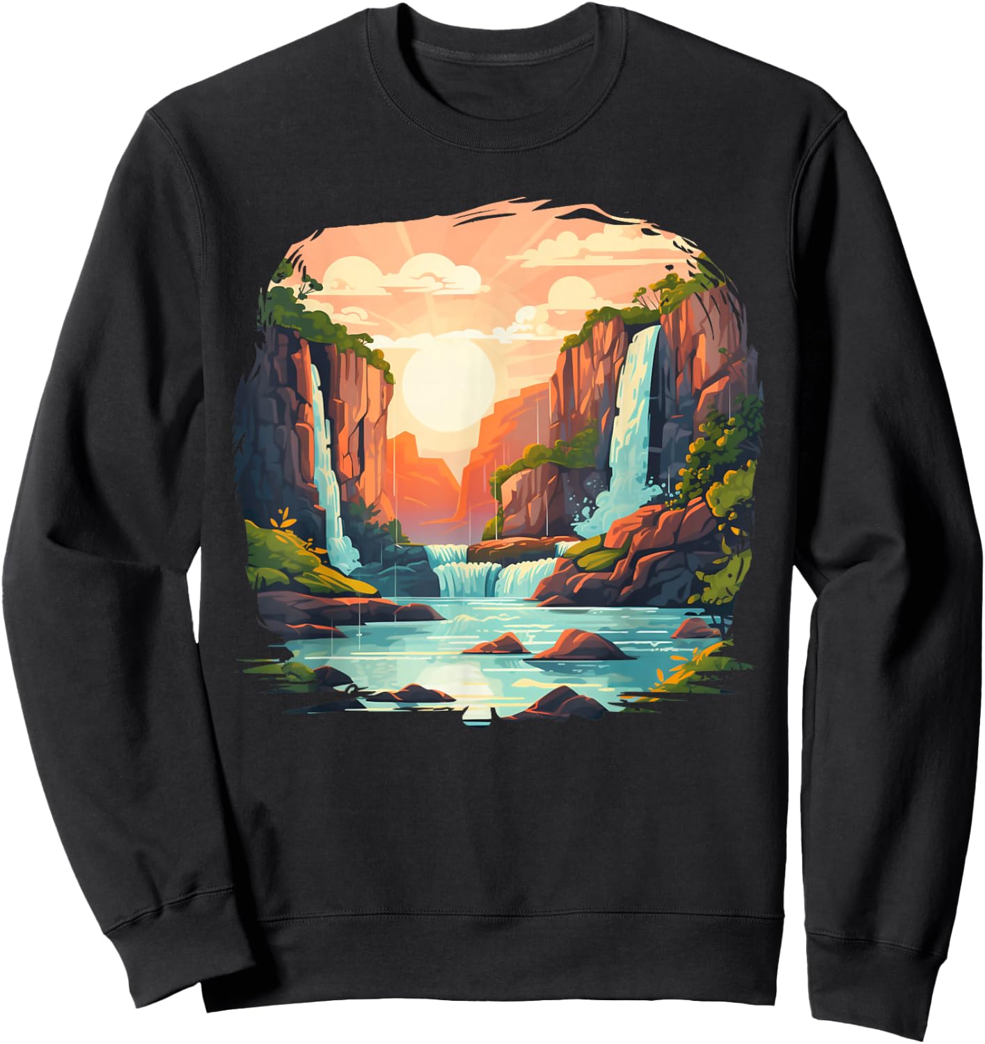 Body of Water Costume with cool Riverbank and Waterfall Sweatshirt - Sweatshirt | Black