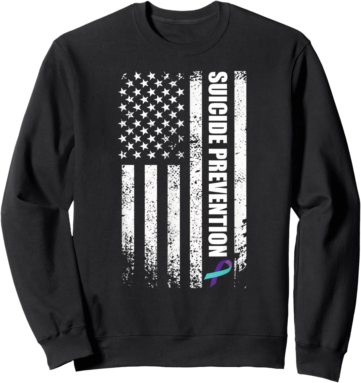 Suicide prevention awareness prevent suicide us flag Sweatshirt - Sweatshirt | Black
