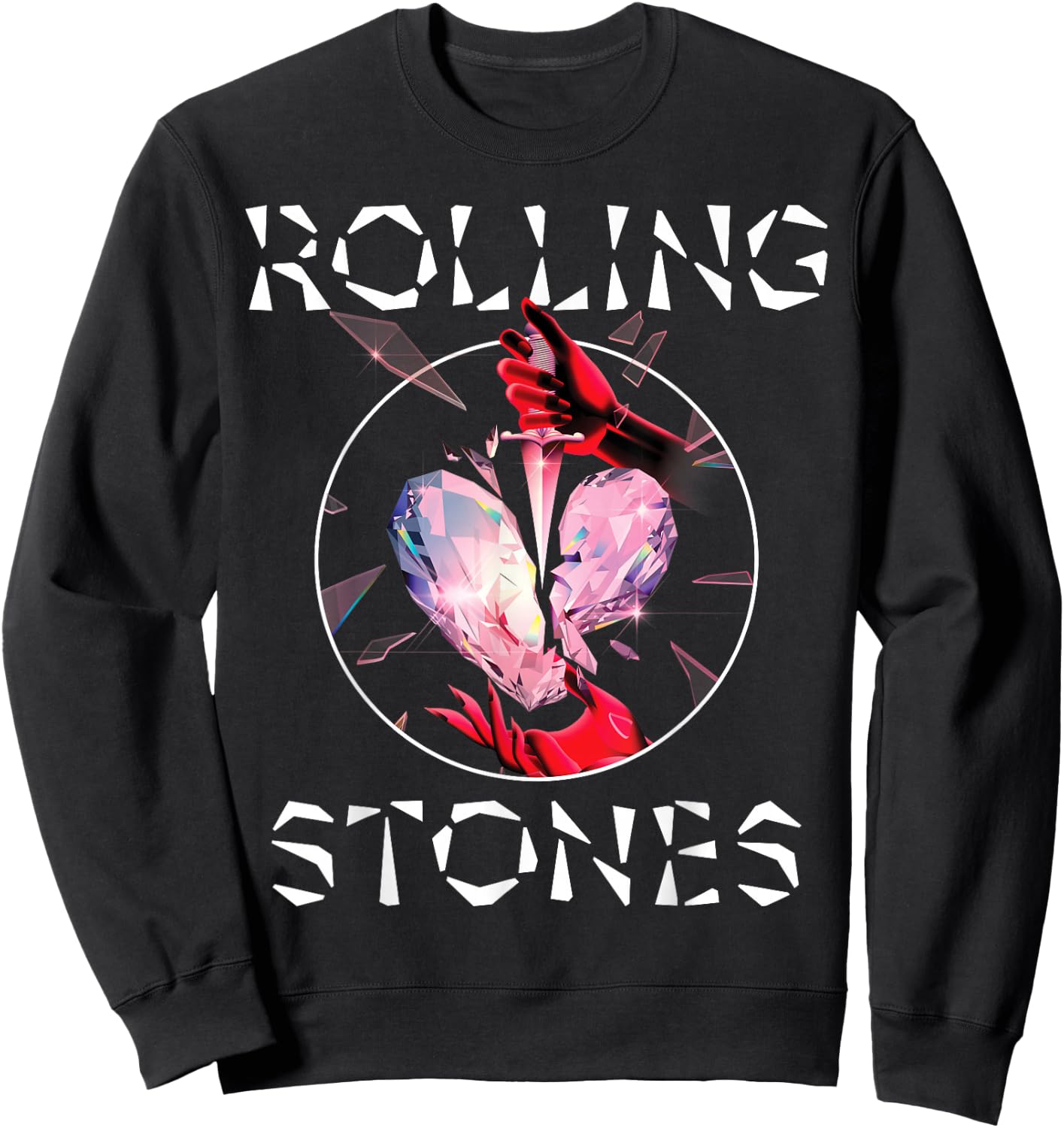 Official The Rolling Stones HD Prism Heart Sweatshirt - Sweatshirt | Black