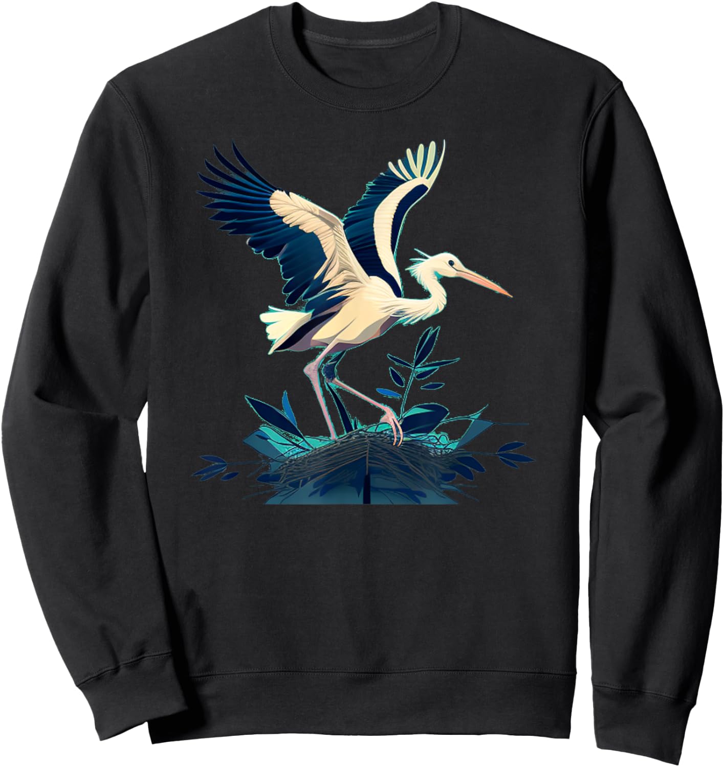 Funny Stork Bird Sweatshirt - Sweatshirt | Black