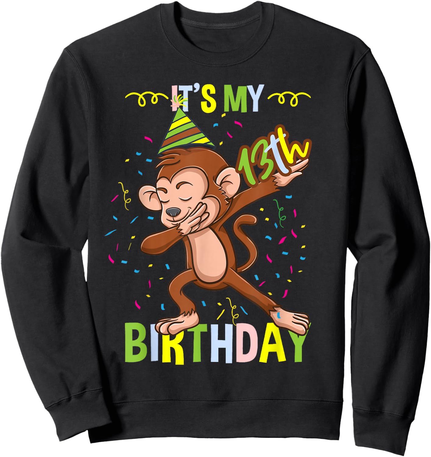 Its My 13th Birthday Monkey Sweatshirt - Sweatshirt | Black