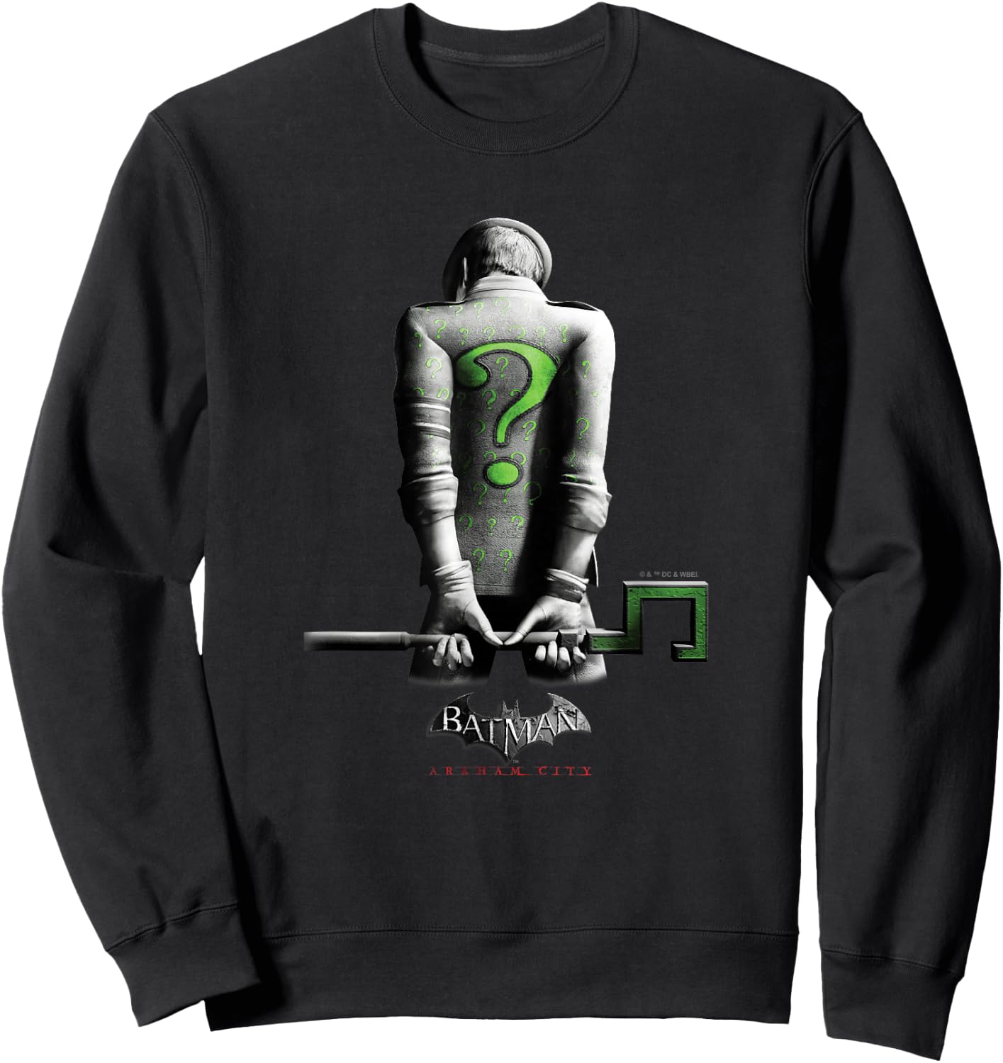 Batman: Arkham City The Riddler Villainous Distressed Poster Sweatshirt - Sweatshirt | Black