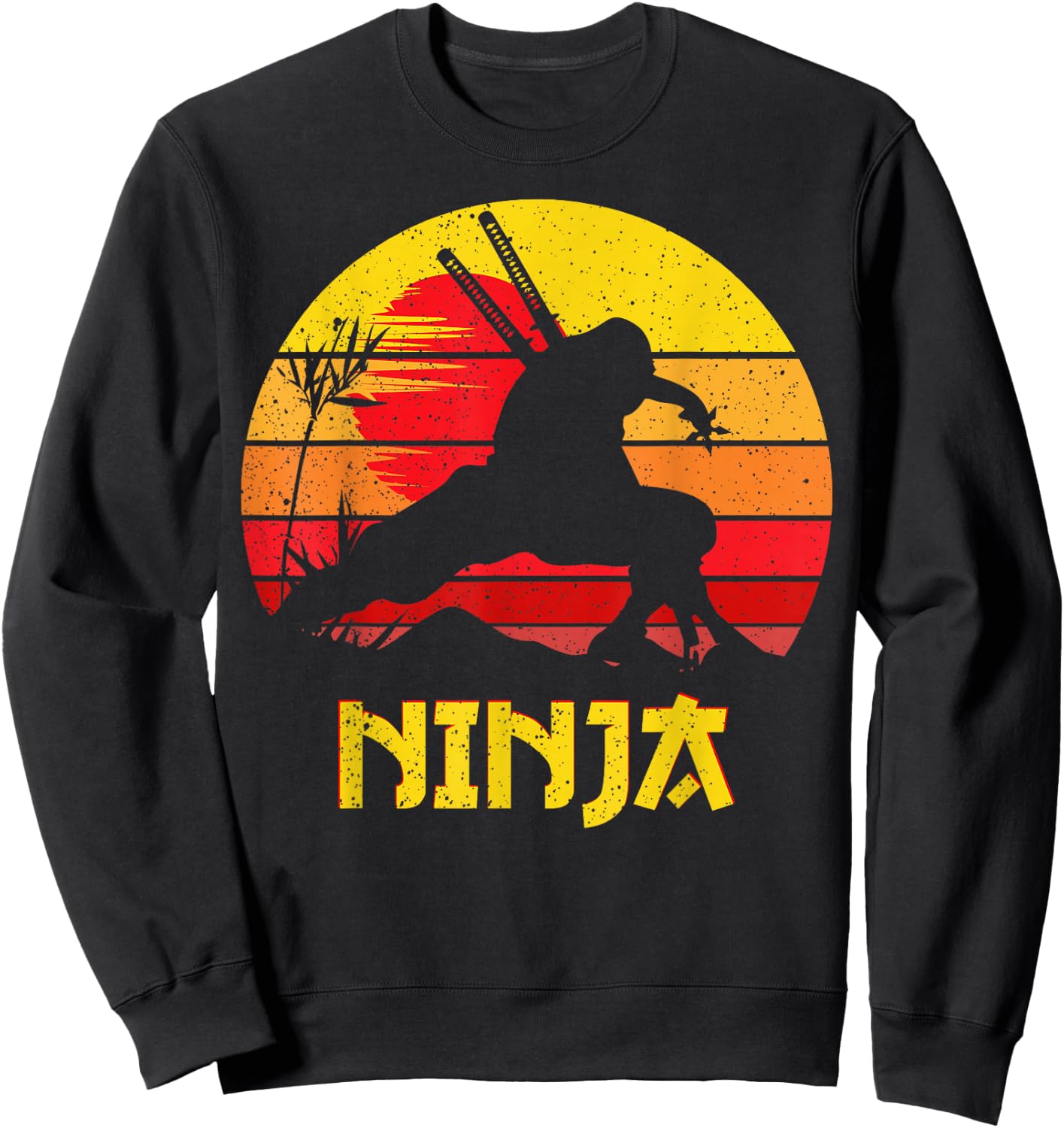Ninja Vintage Shadow Warrior with Ninja Swords Ninjas Sweatshirt - Sweatshirt | Black