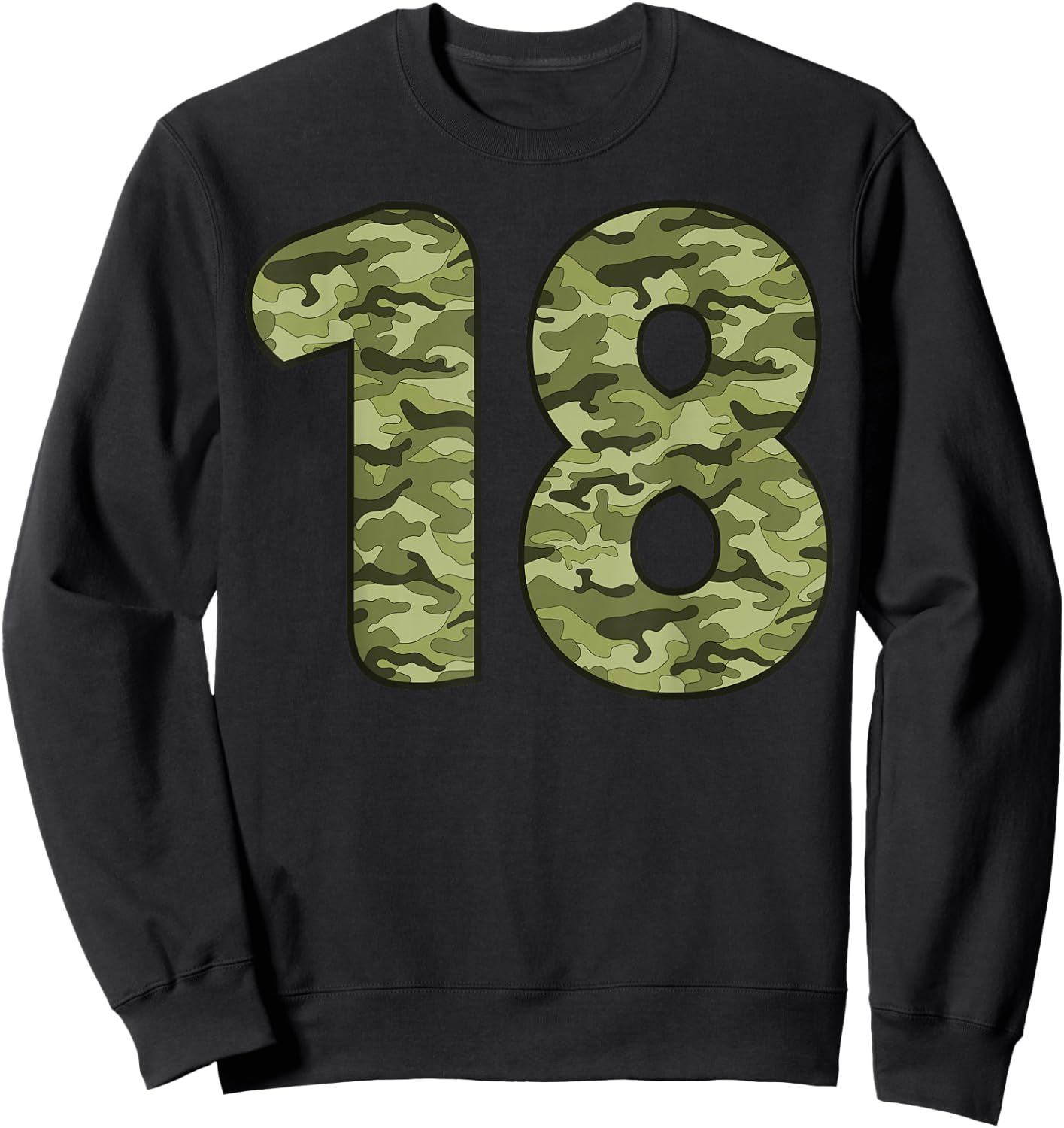 18 Year Old Birthday Camouflage Military 18th Birthday Sweatshirt - Sweatshirt | Black