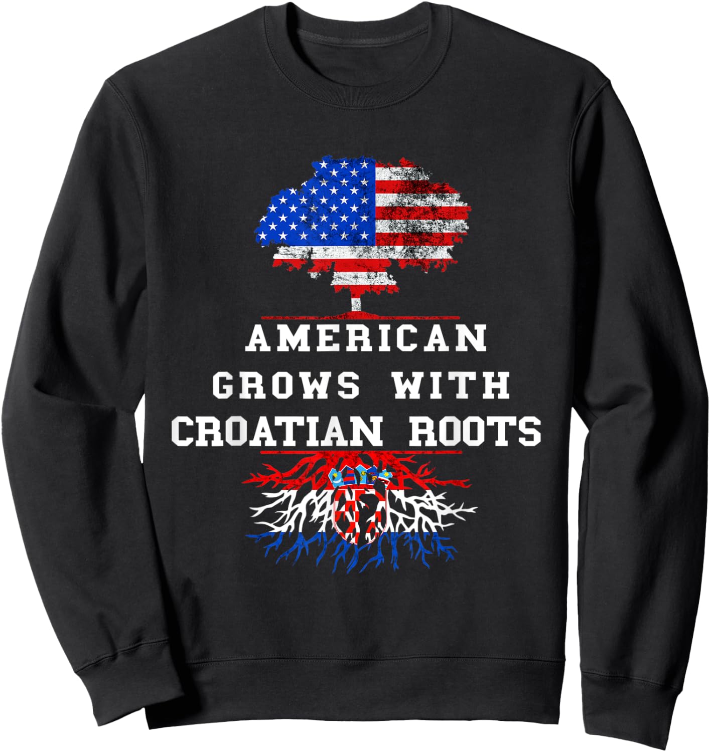 DNA Tree America USA Croatian Flag Croatian Pride Croatia Sweatshirt - Sweatshirt | Black