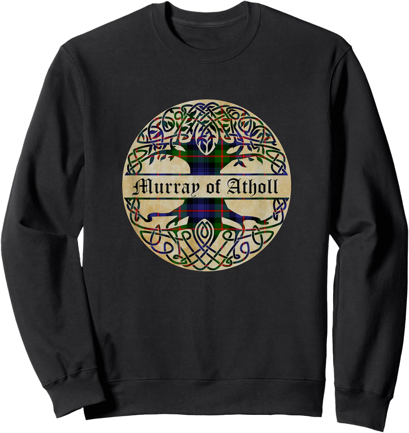 Murray of Atholl Clan Tartan Tree of Life Scottish Surname Sweatshirt - Sweatshirt | Black