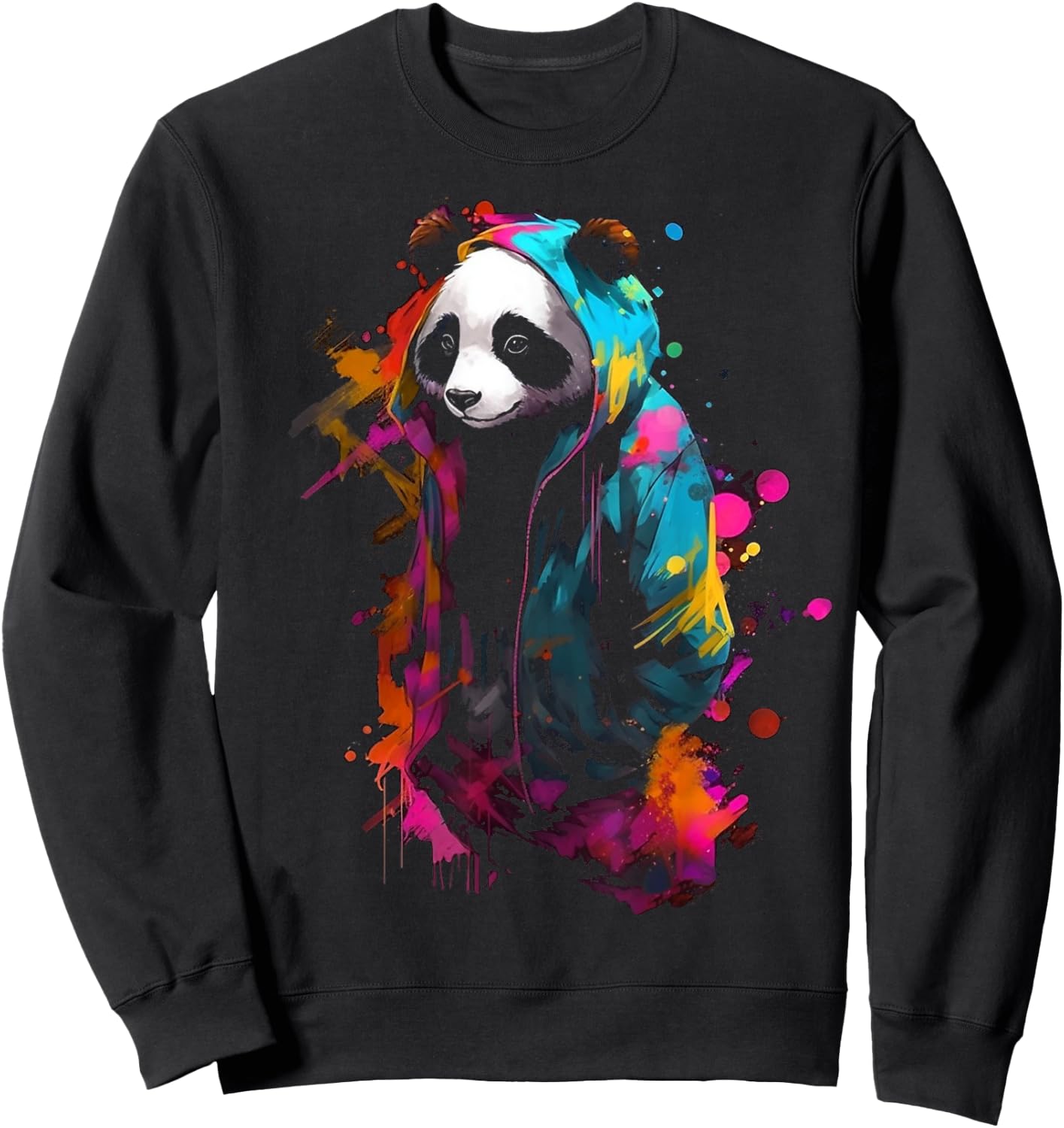 Panda Art Colourful Animal Panda Sweatshirt - Sweatshirt | Black