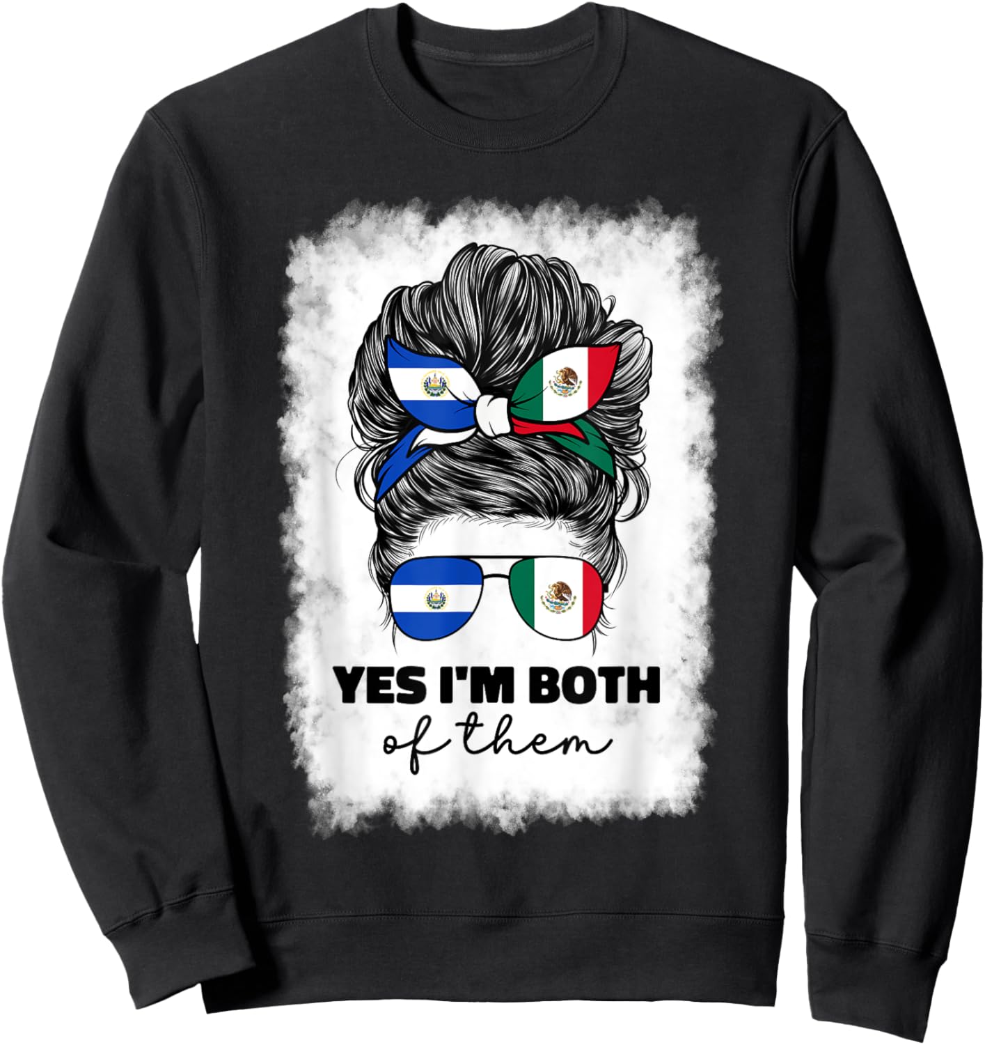 Half Mexican And Salvadorian Mexico El Salvador Flag Girl Sweatshirt - Sweatshirt | Black