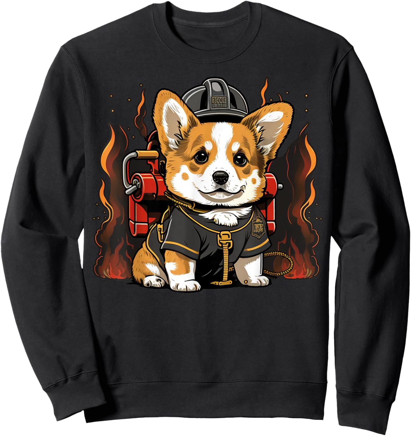 Welsh Corgi Fireman on Firefighter Welsh Corgi Sweatshirt - Sweatshirt | Black