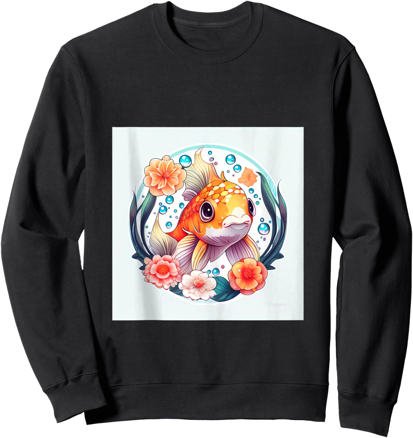 Enchanting Koi Carousel A Magical Ride of Cute Fish Sweatshirt - Sweatshirt | Black