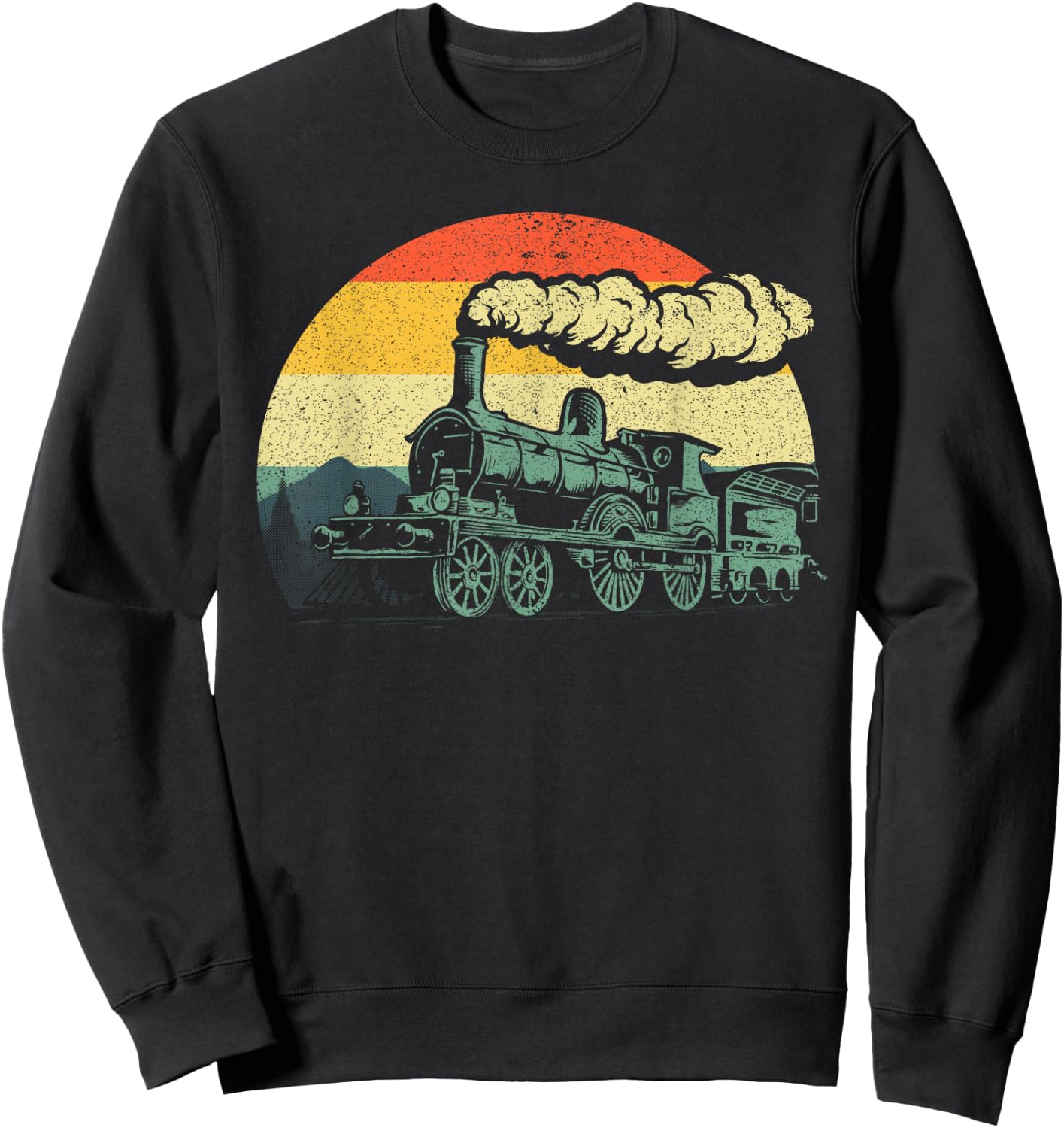 Cool Train Women Vintage Steam Engine Railroad Model Sweatshirt - Sweatshirt | Black