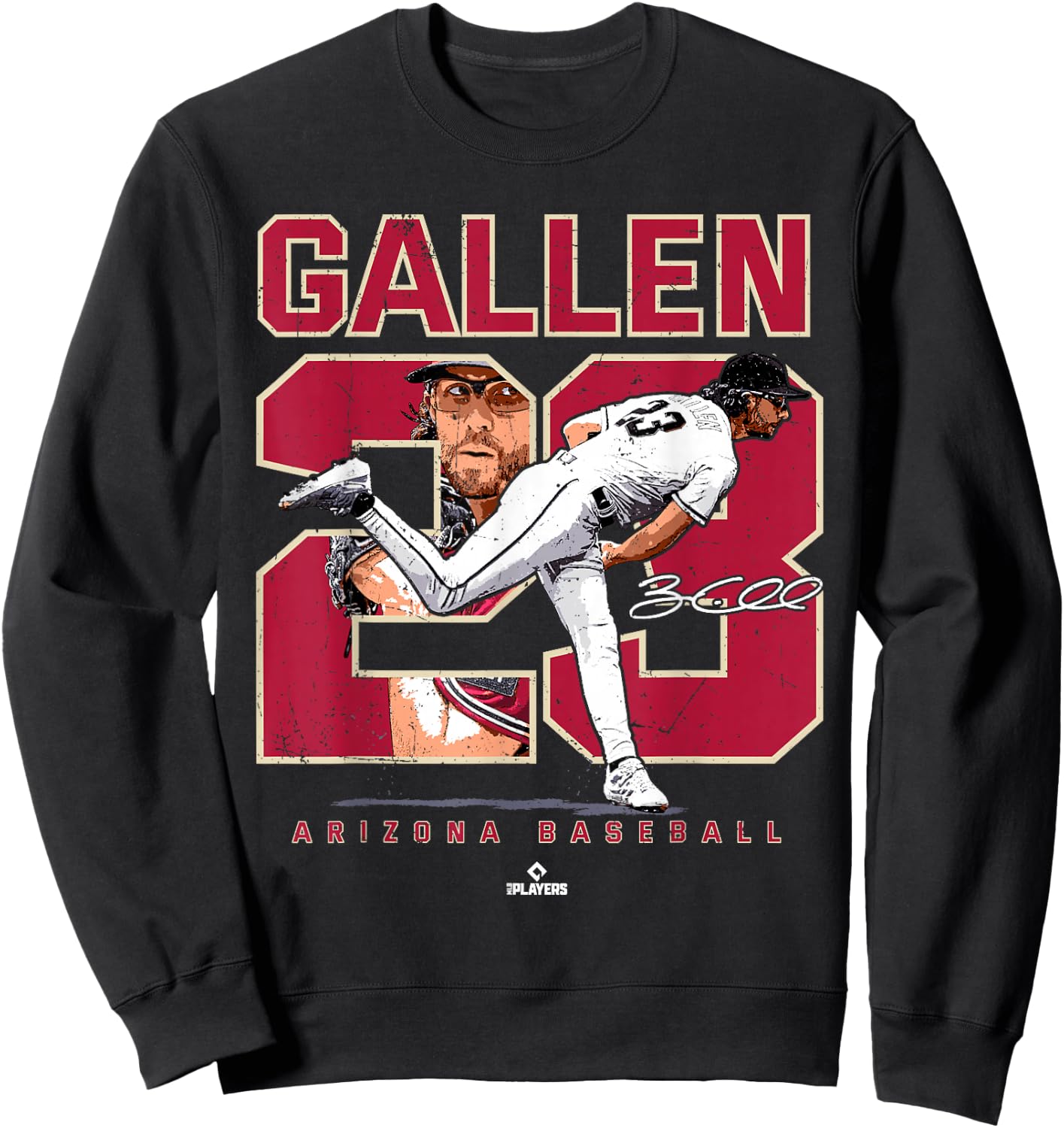 Number and Portrait Zac Gallen Arizona MLBPA Sweatshirt - Sweatshirt | Black