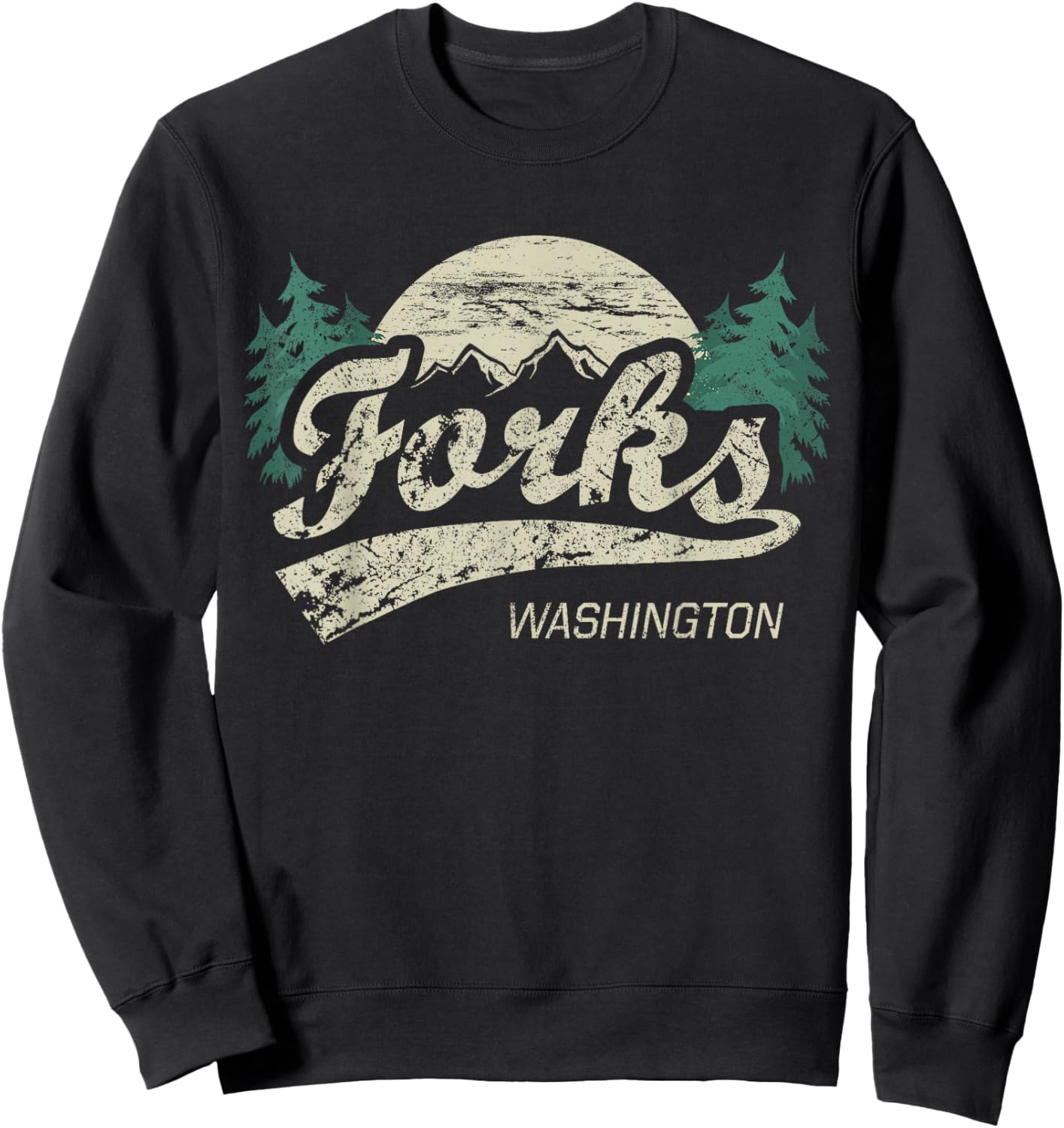 Forks Washington Vintage Sweatshirt - Sweatshirt | Black