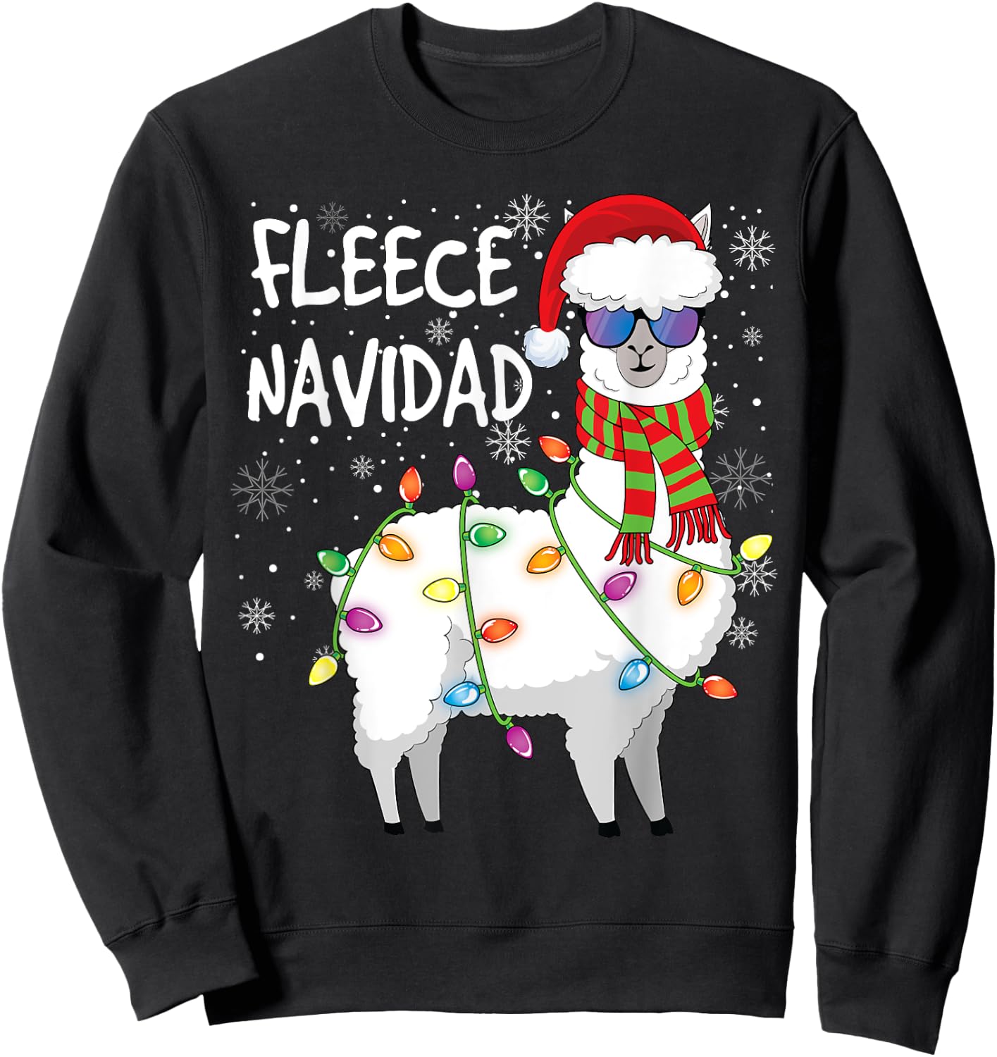 Fleece Feliz Navidad Shirt Llama Christmas Sweatshirt - Sweatshirt | Black