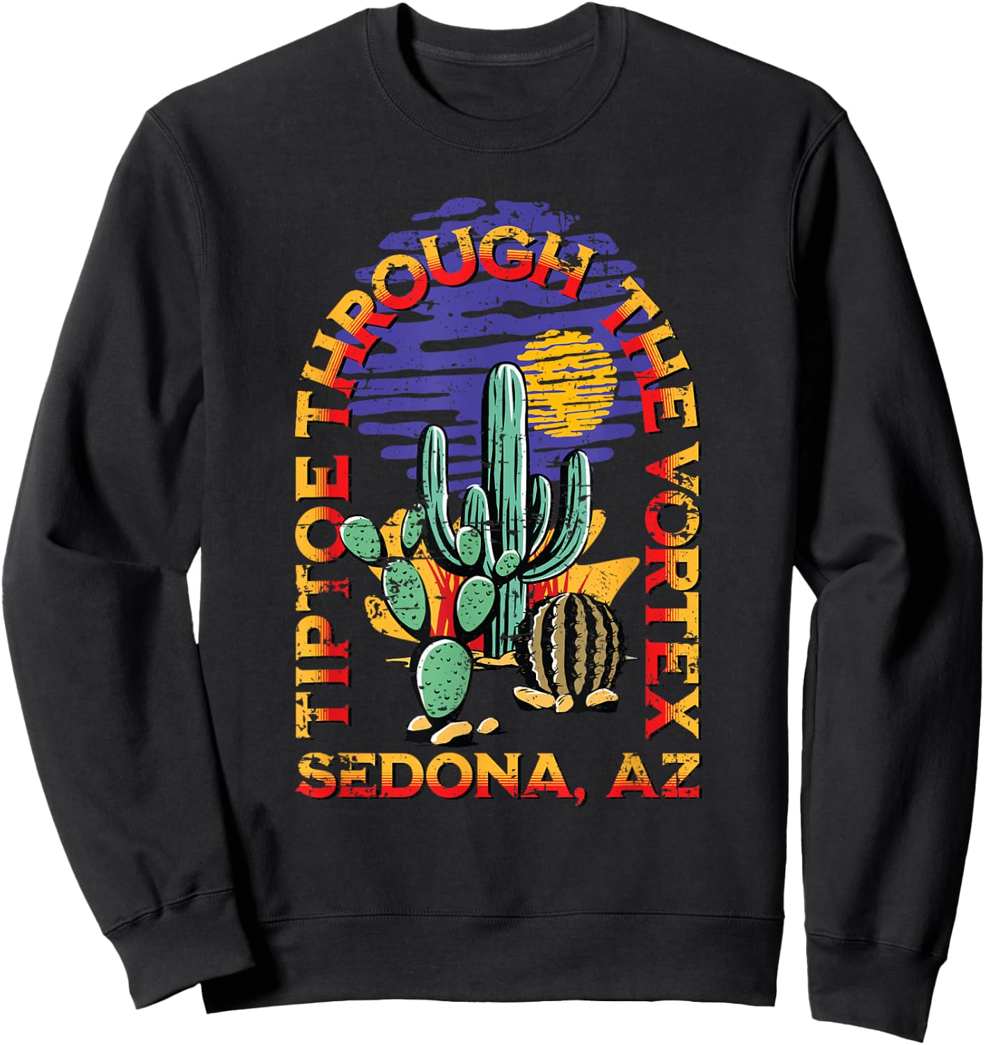 Fun Sedona AZ Distressed Design Sweatshirt - Sweatshirt | Black