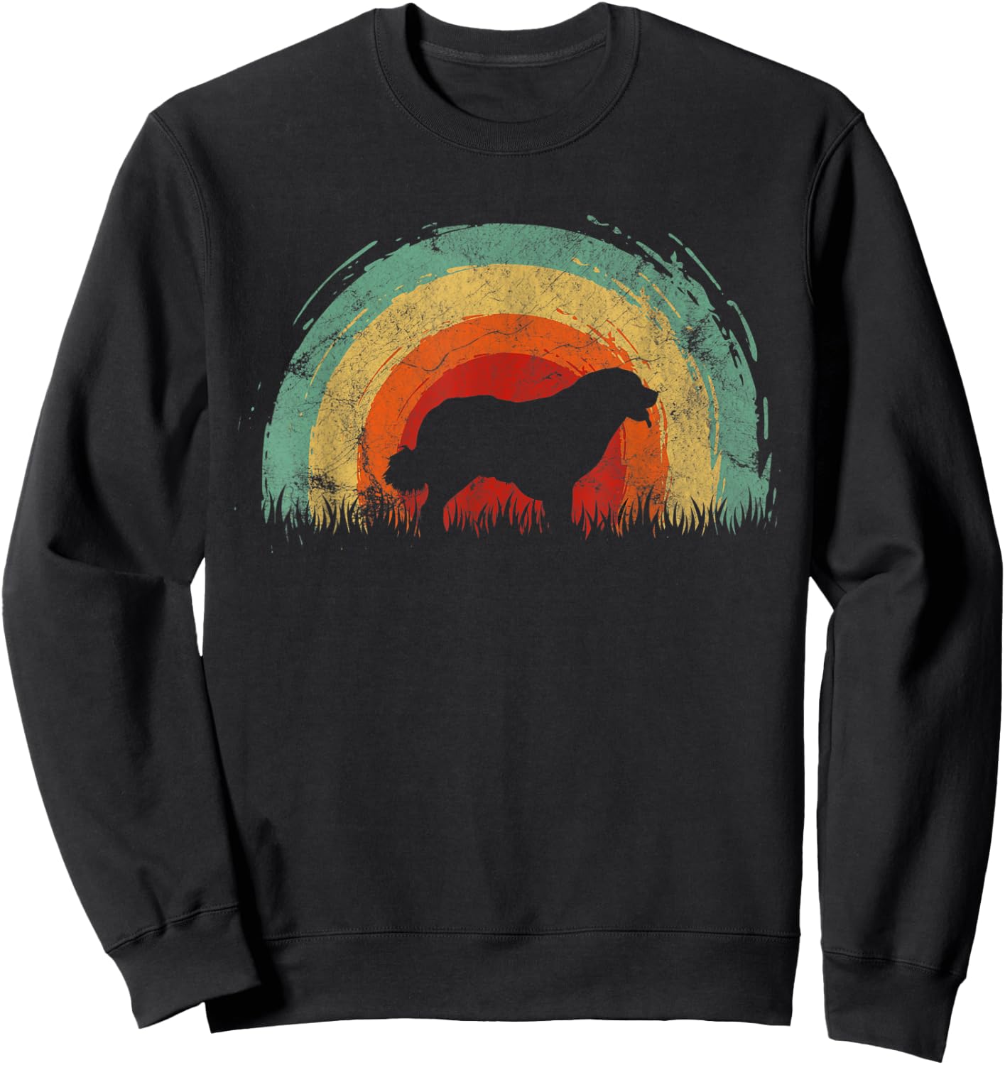 Retro Leonberger Vintage Rainbow Dog Men Women Sweatshirt - Sweatshirt | Black