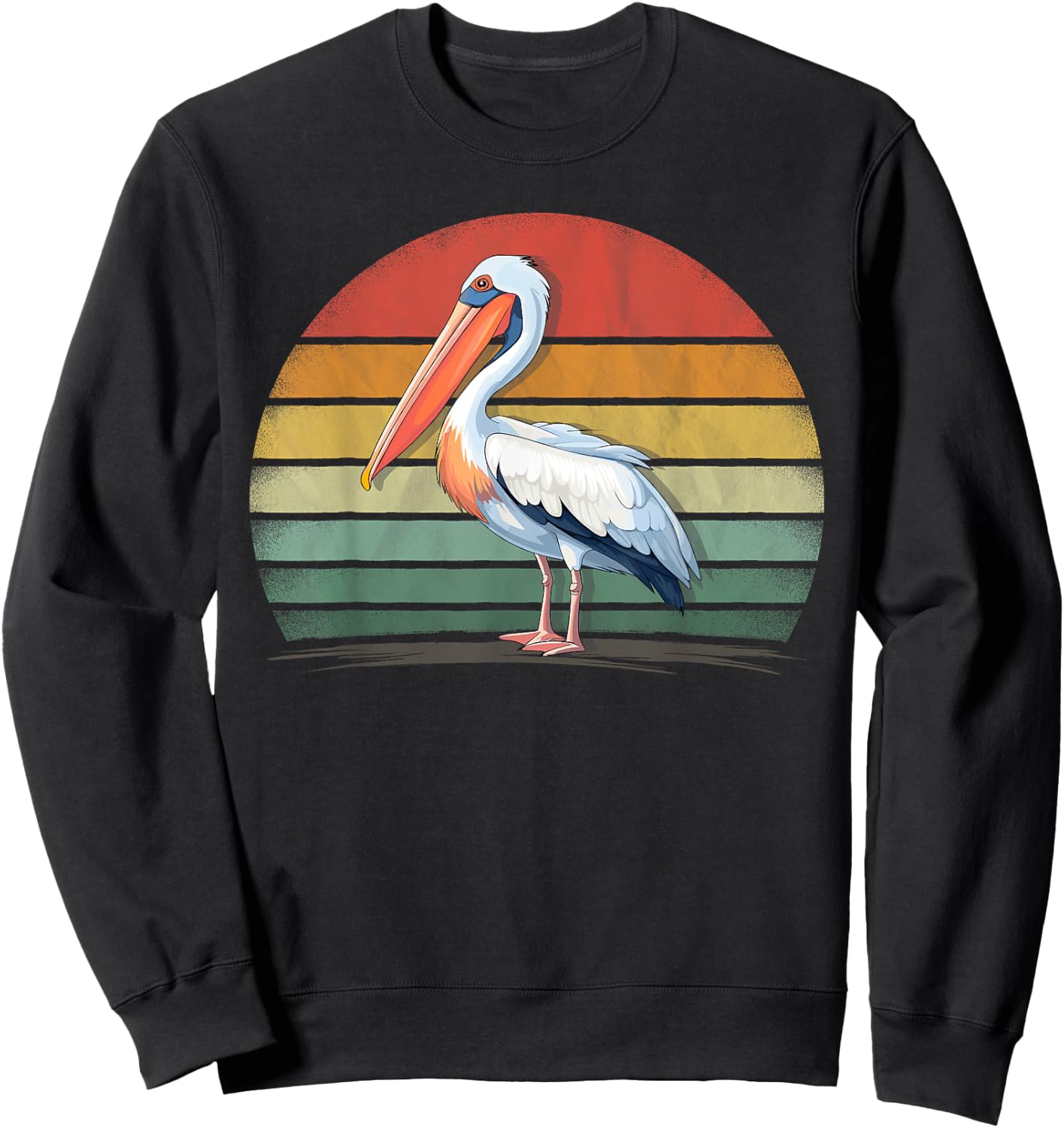 Pelican Bird Lover Retro Style Distressed Vintage Pelican Sweatshirt - Sweatshirt | Black