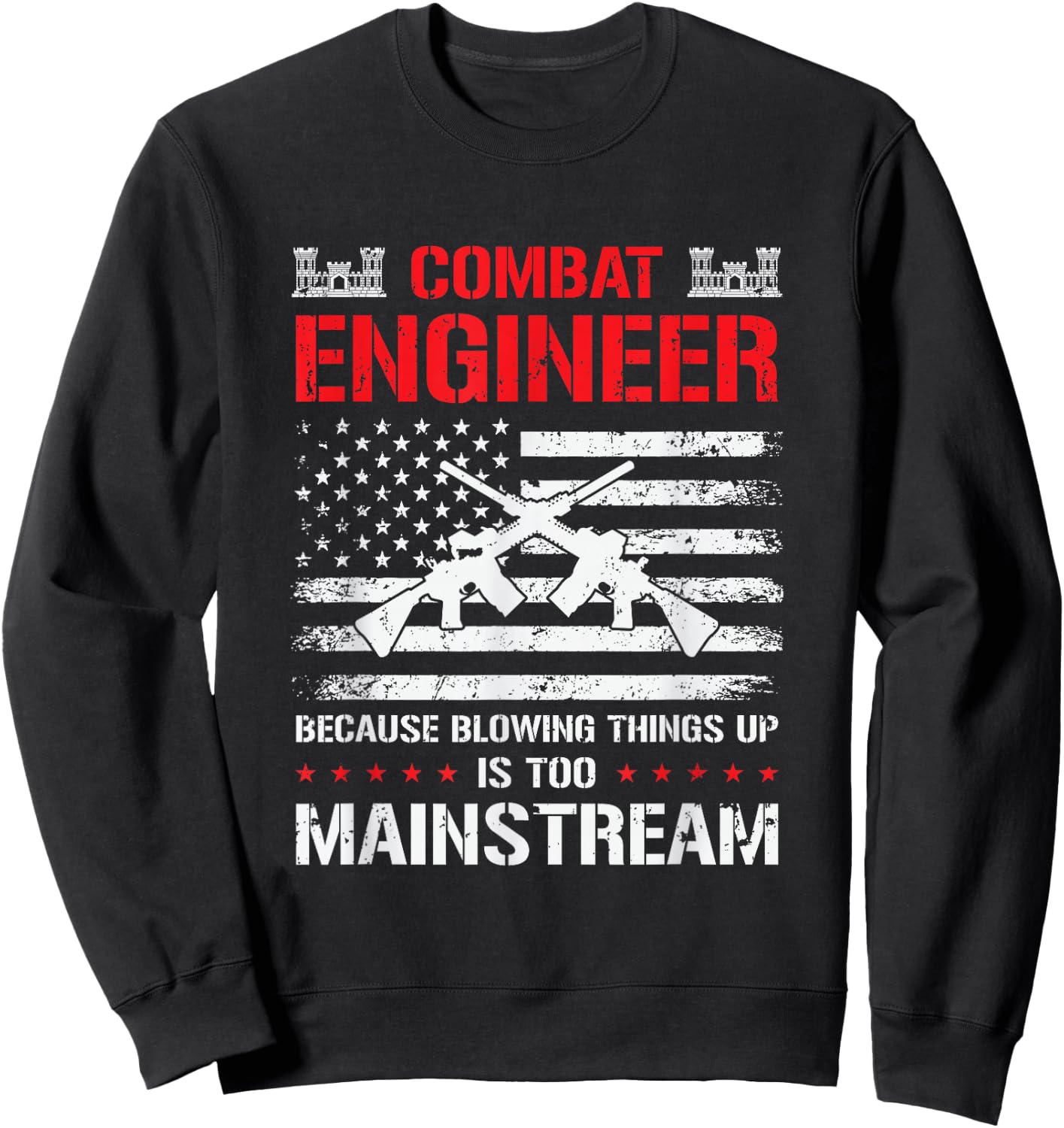 Combat Engineer Engineering Army U.S. Military Army Combat Sweatshirt - Sweatshirt | Black