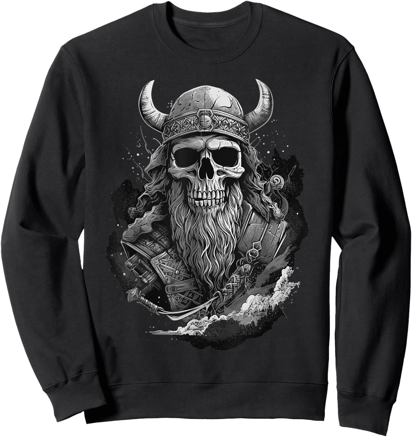Viking Skull Odin Valhalla Celtic Knot Gym Graphic Sweatshirt - Sweatshirt | Black